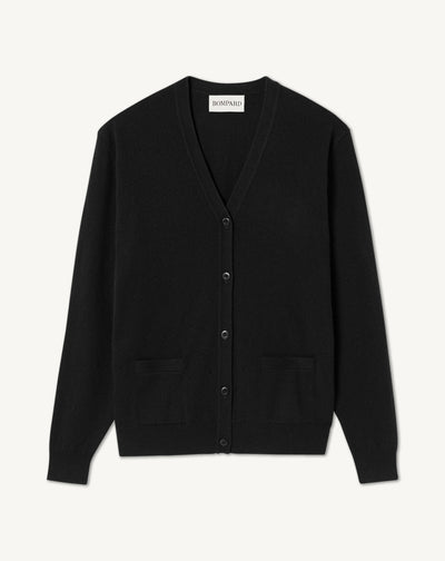 Gilet classique-NOIR-100% CACHEMIRE