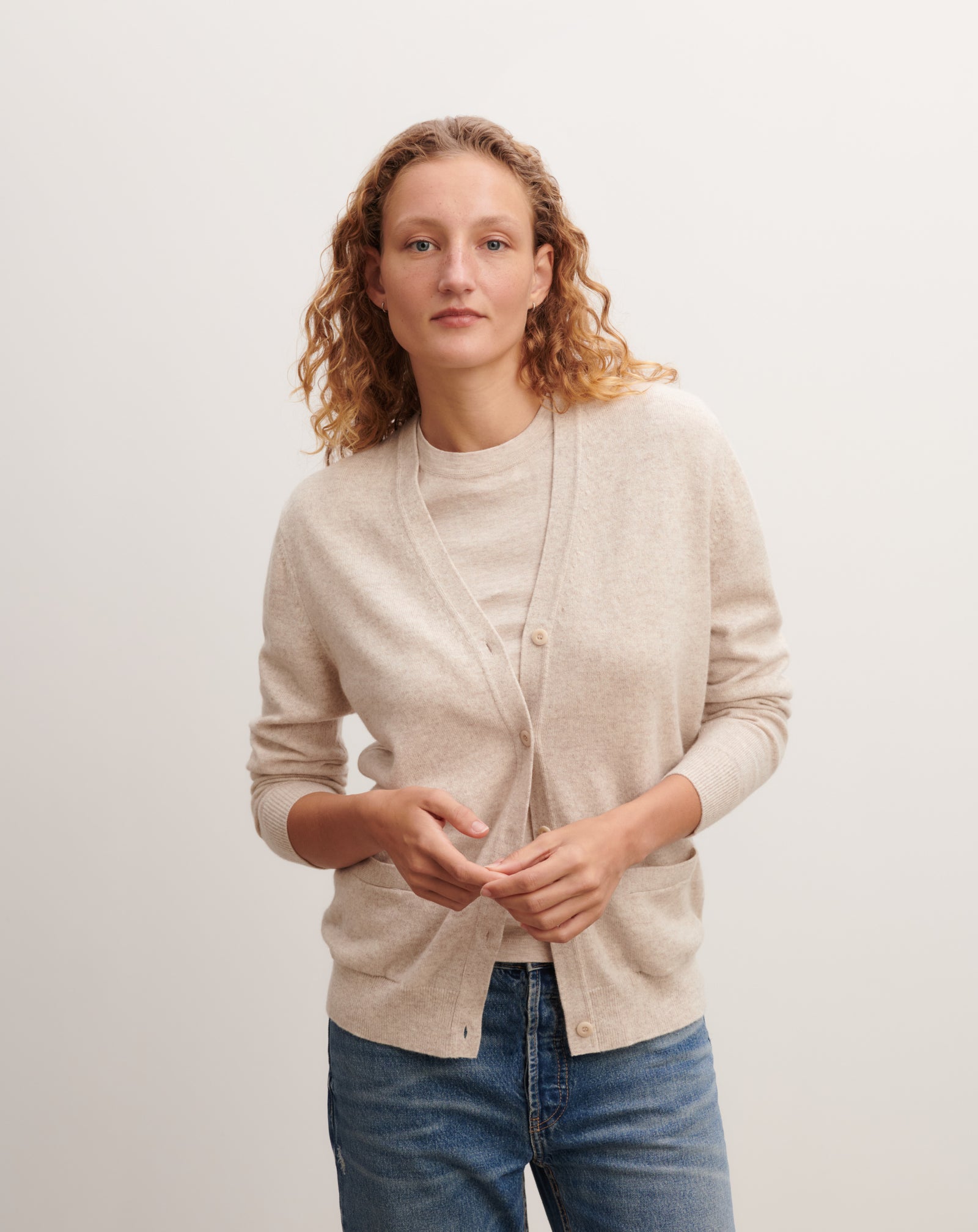 Gilet classique-TOURTERELLE-100% cachemire