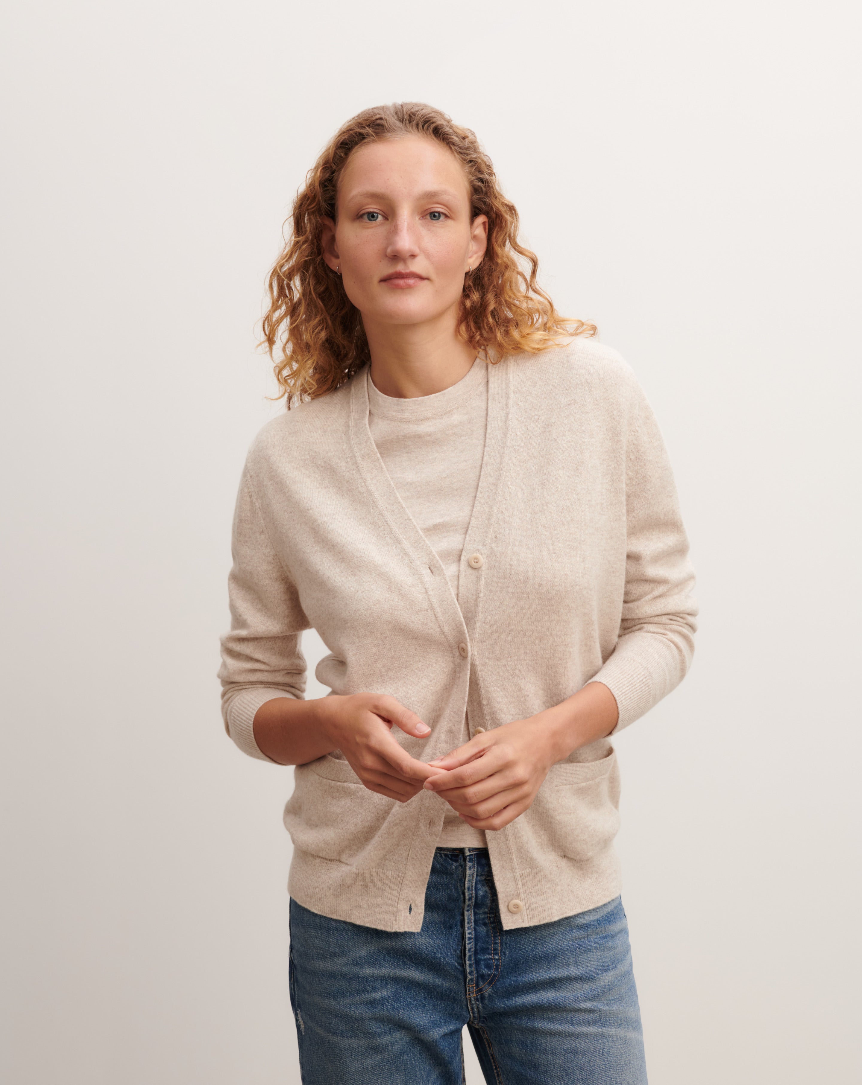 Gilet classique-TOURTERELLE-100% cachemire