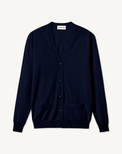 Gilet classique-MARINE-100% CACHEMIRE