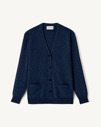 Gilet classique-BLEU NOCTURNE-100% cachemire