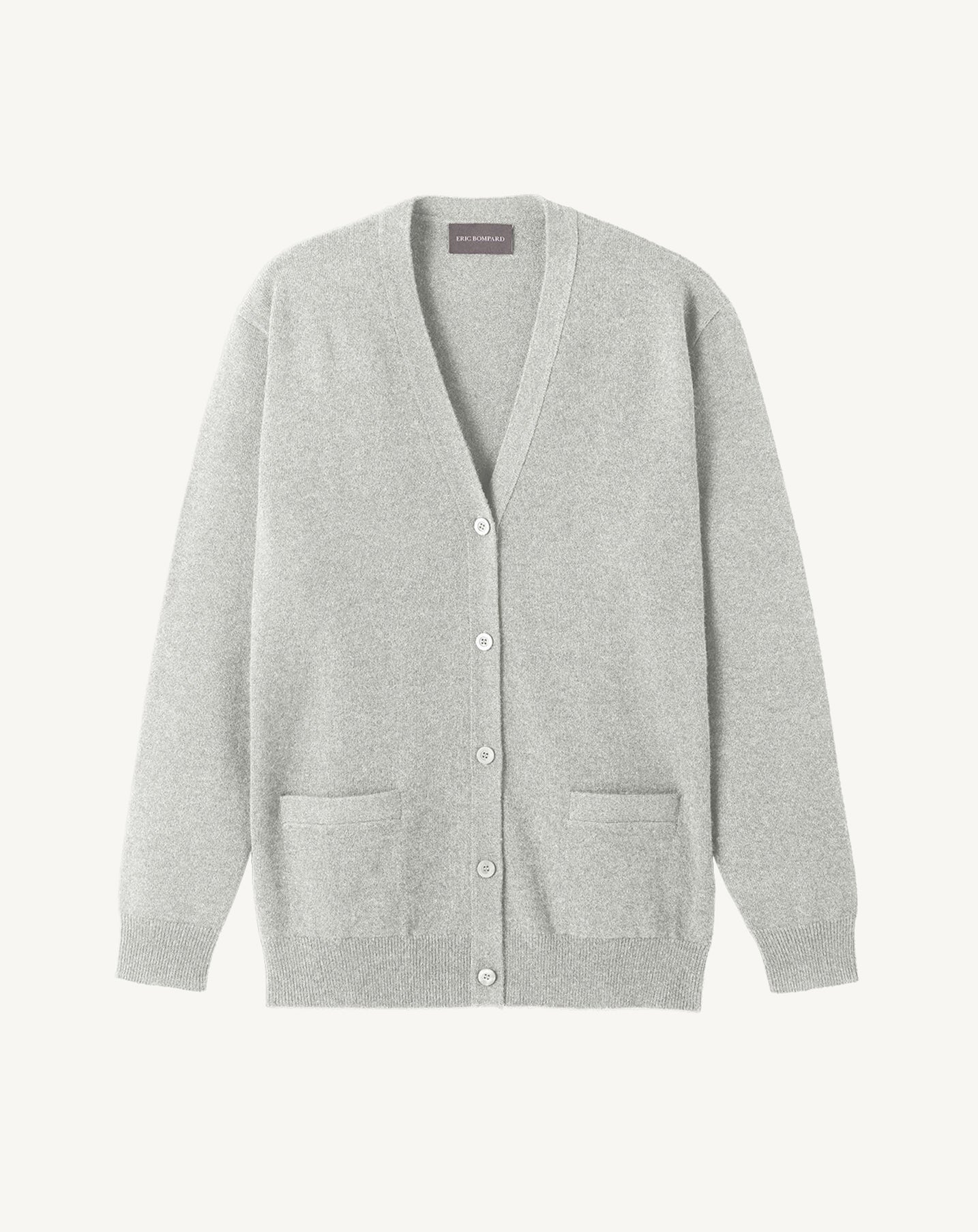 Gilet classique-GRIS ARGENTE-100% CACHEMIRE