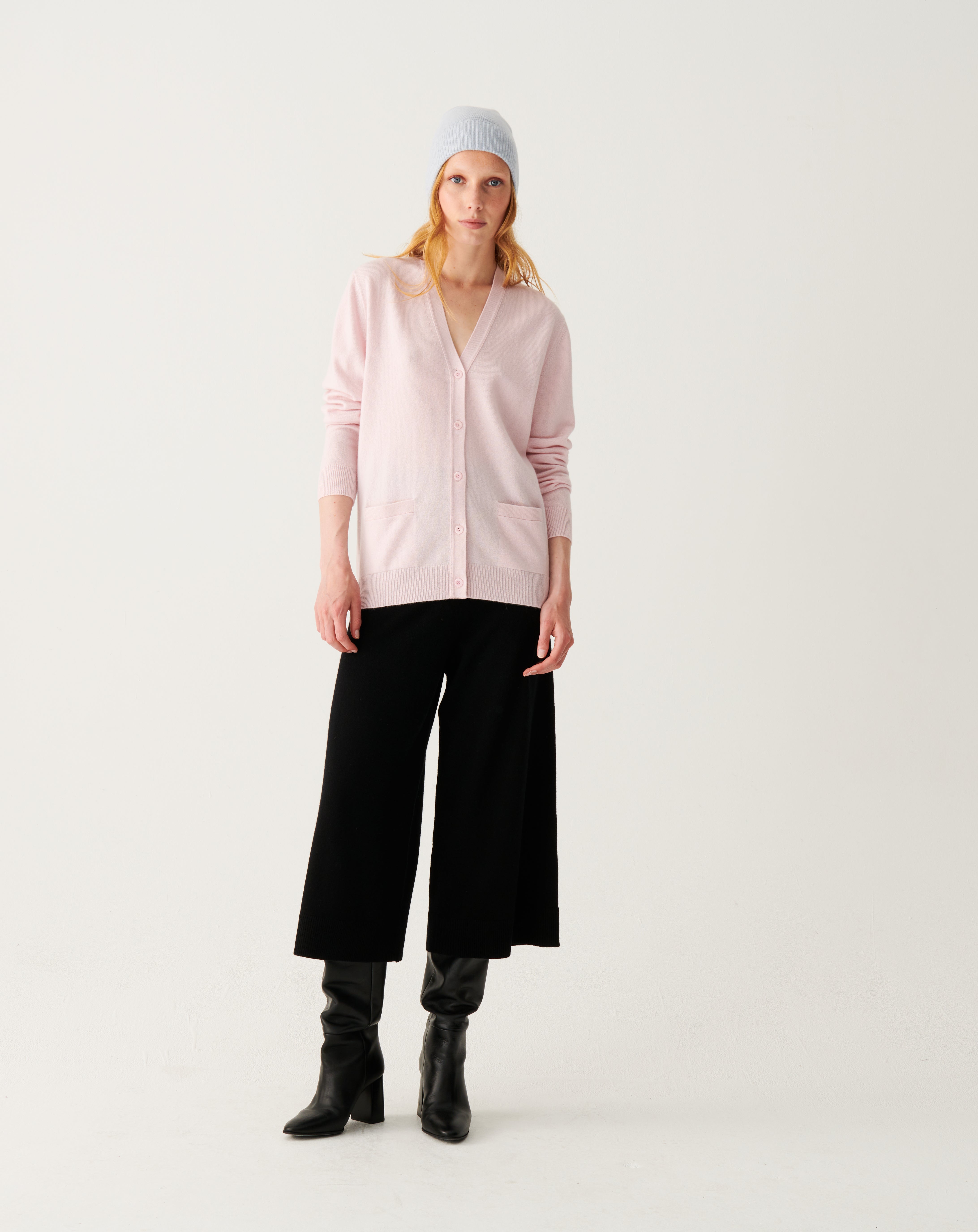 Gilet classique-CERISIER-100% CACHEMIRE