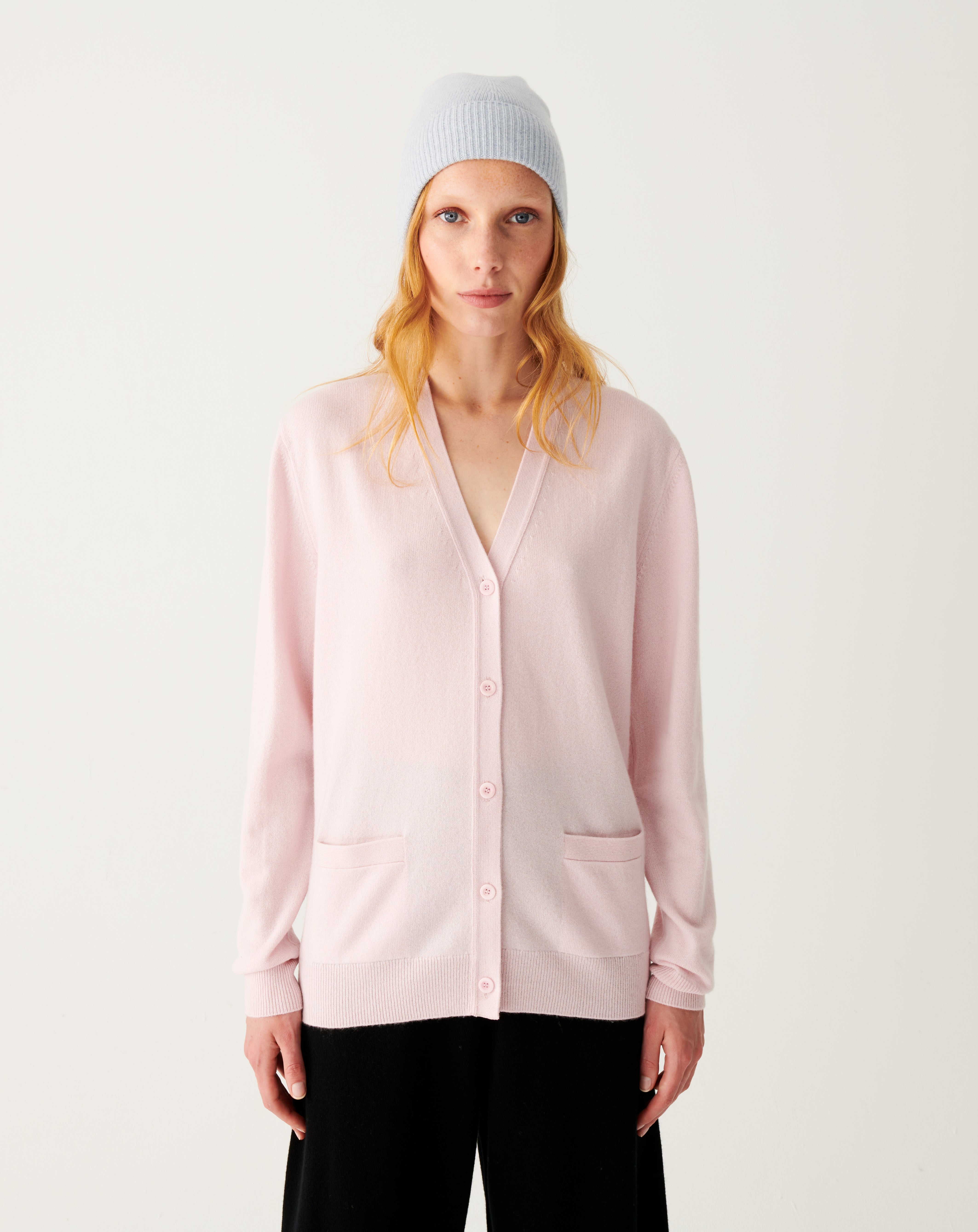 Gilet classique-CERISIER-100% CACHEMIRE