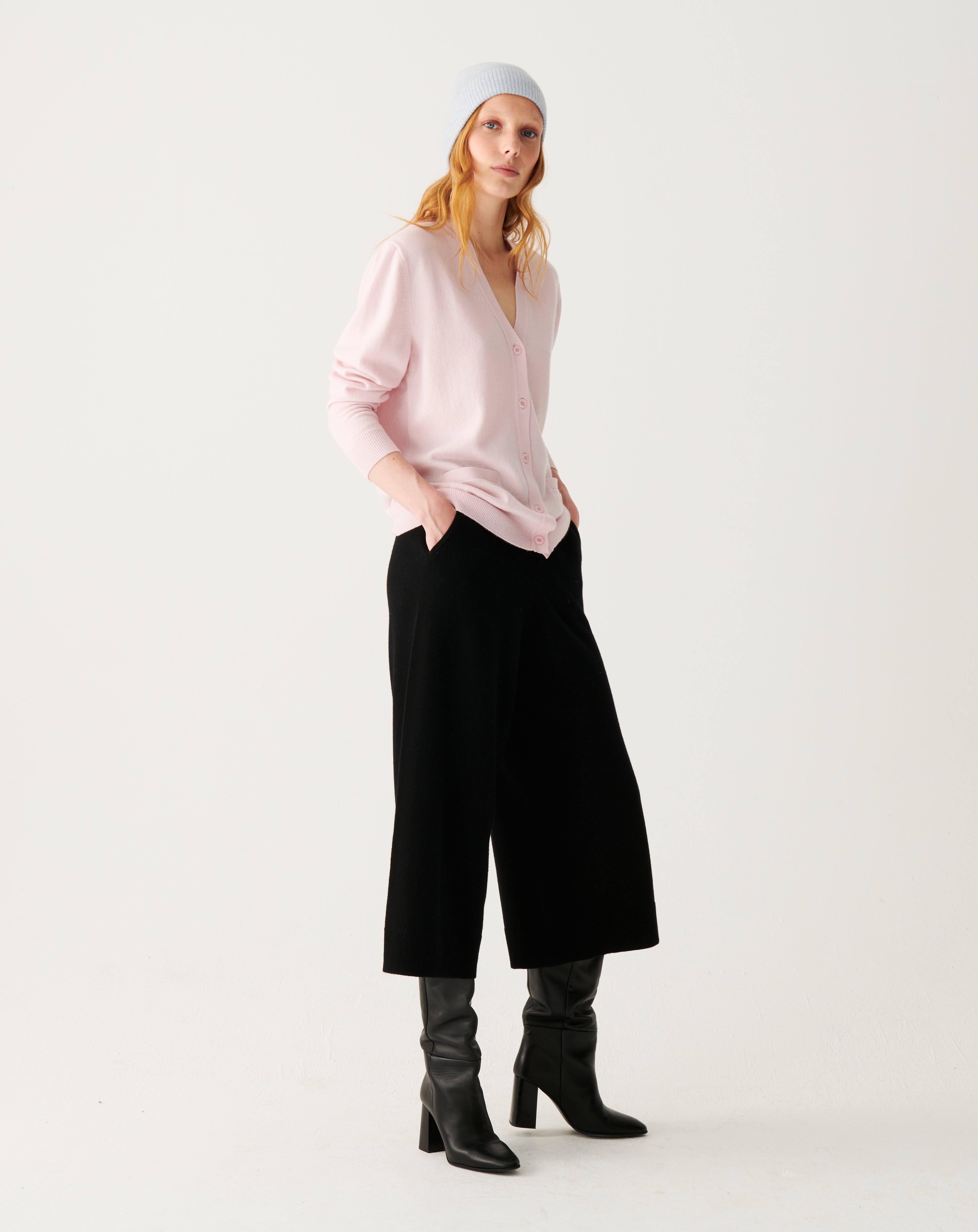 Gilet classique-CERISIER-100% CACHEMIRE