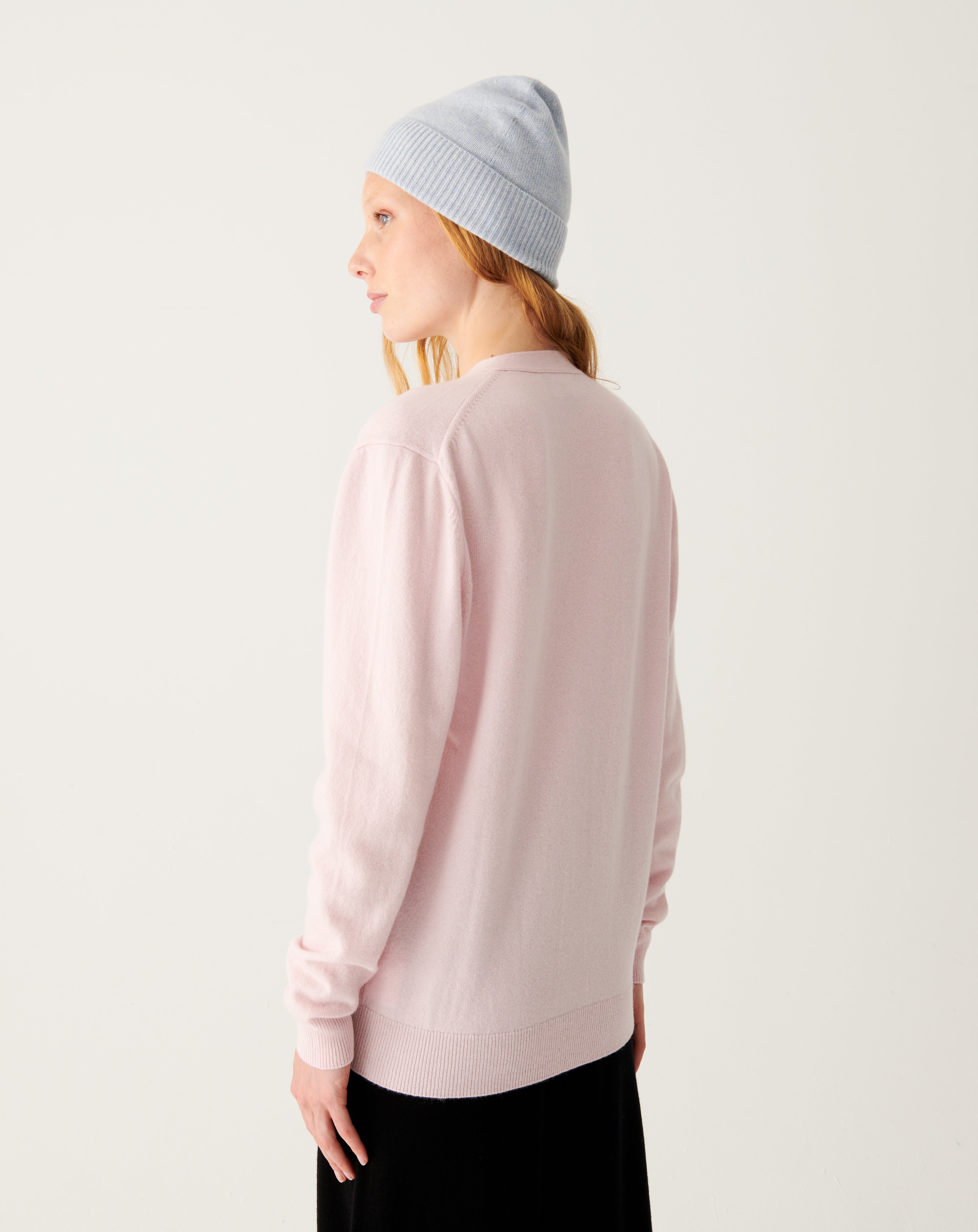 Gilet classique-CERISIER-100% CACHEMIRE