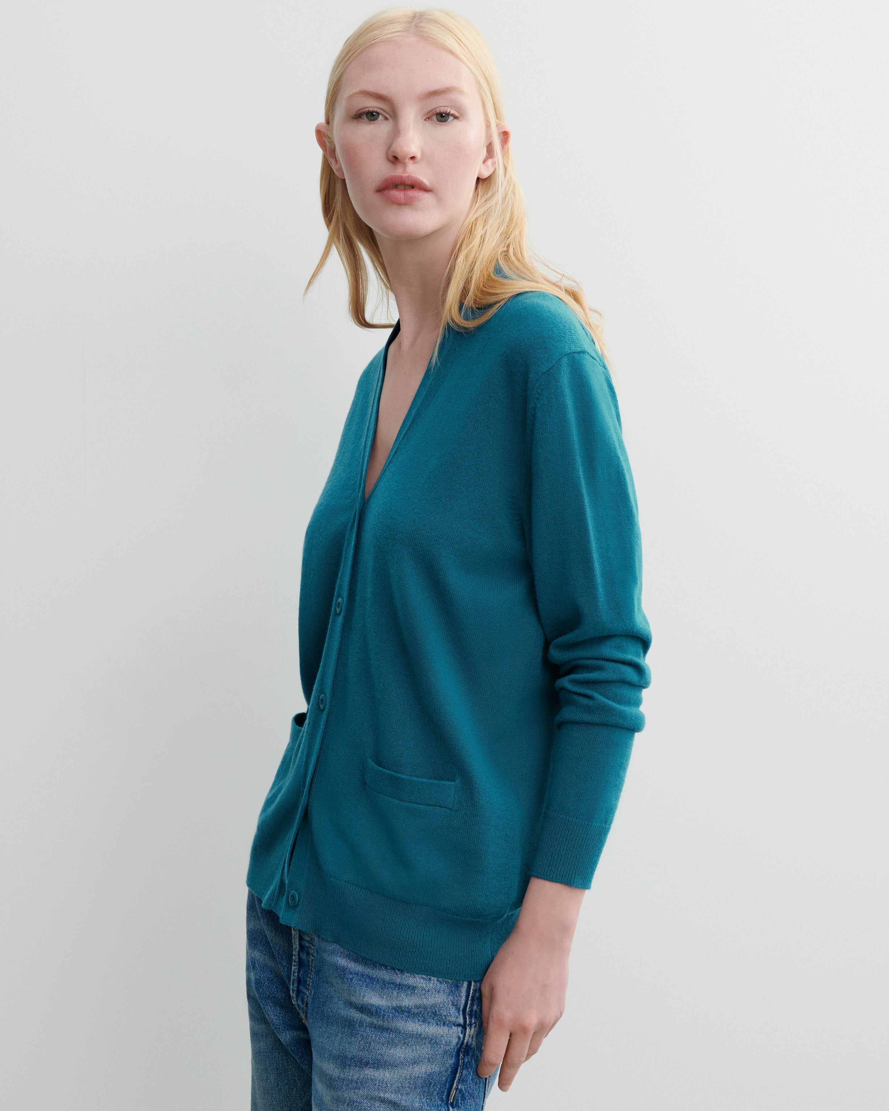 Gilet classique-BLEU PAGODE-100% cachemire