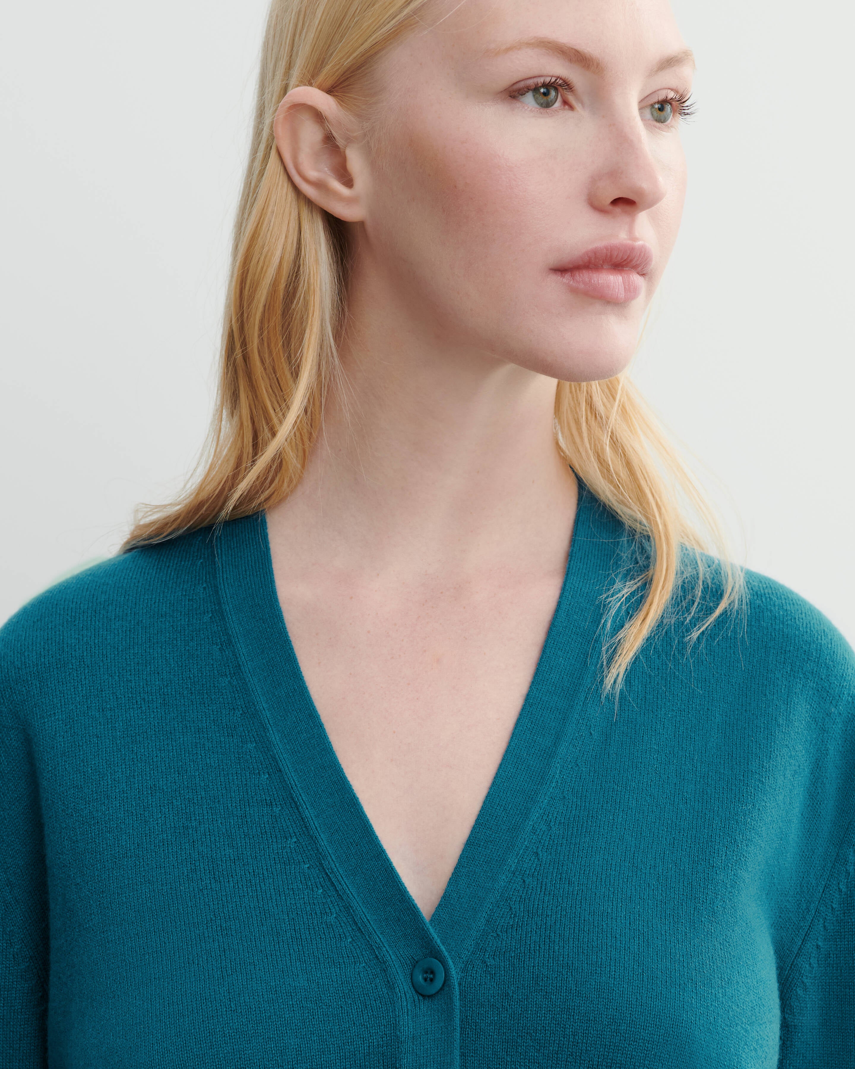 Gilet classique-BLEU PAGODE-100% cachemire