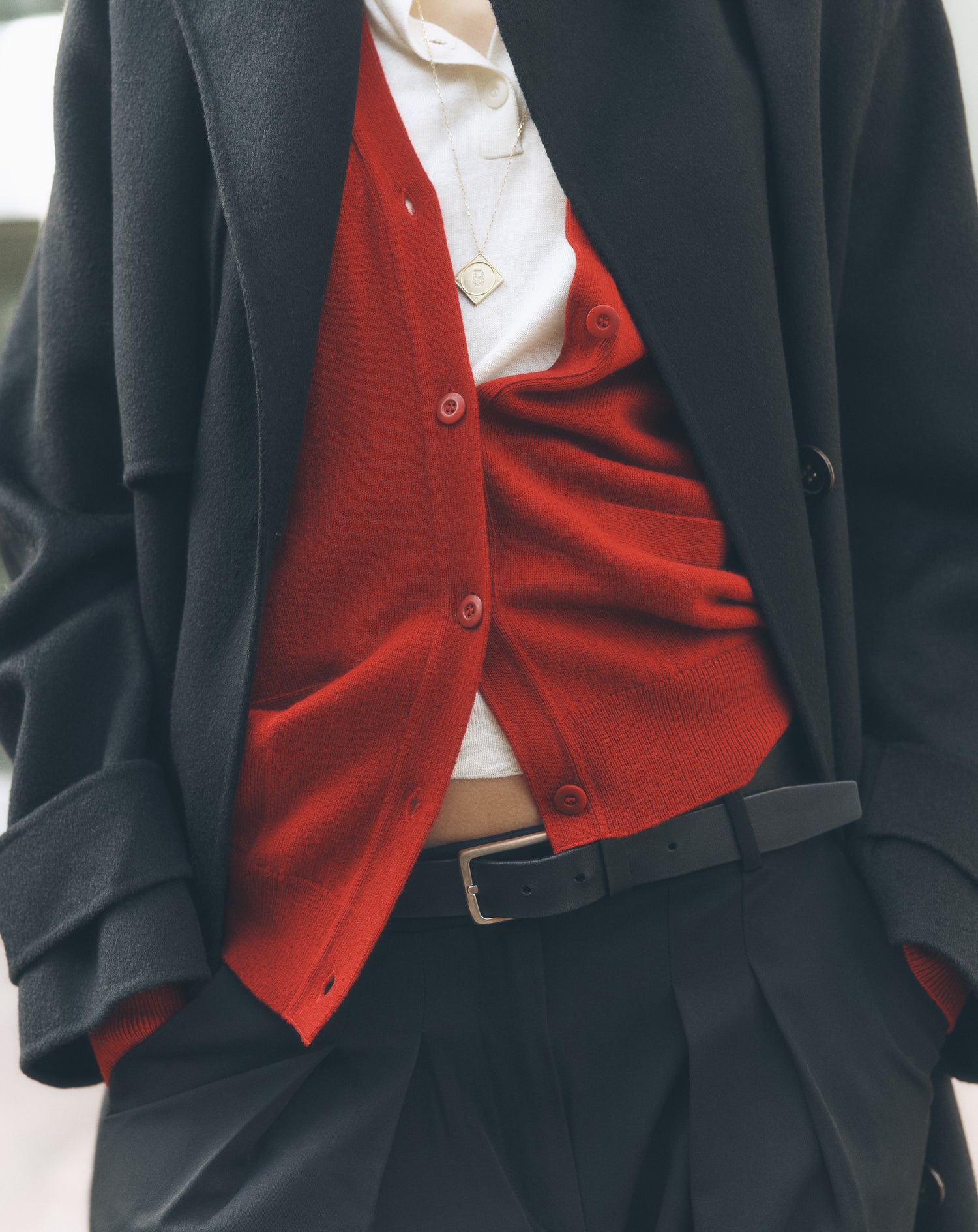 Gilet classique-ROUGE TANGO-100% cachemire