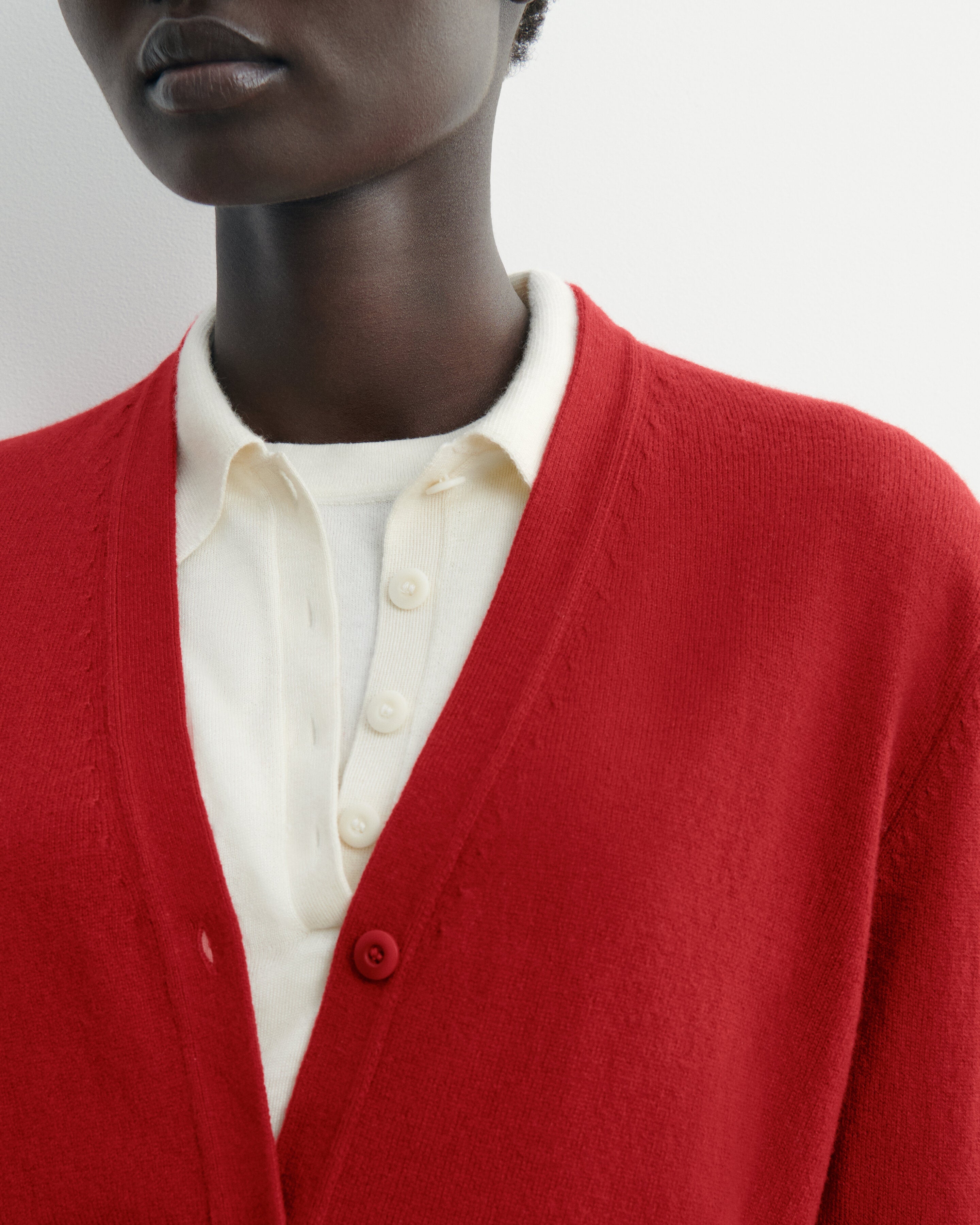 Gilet classique-ROUGE TANGO-100% cachemire