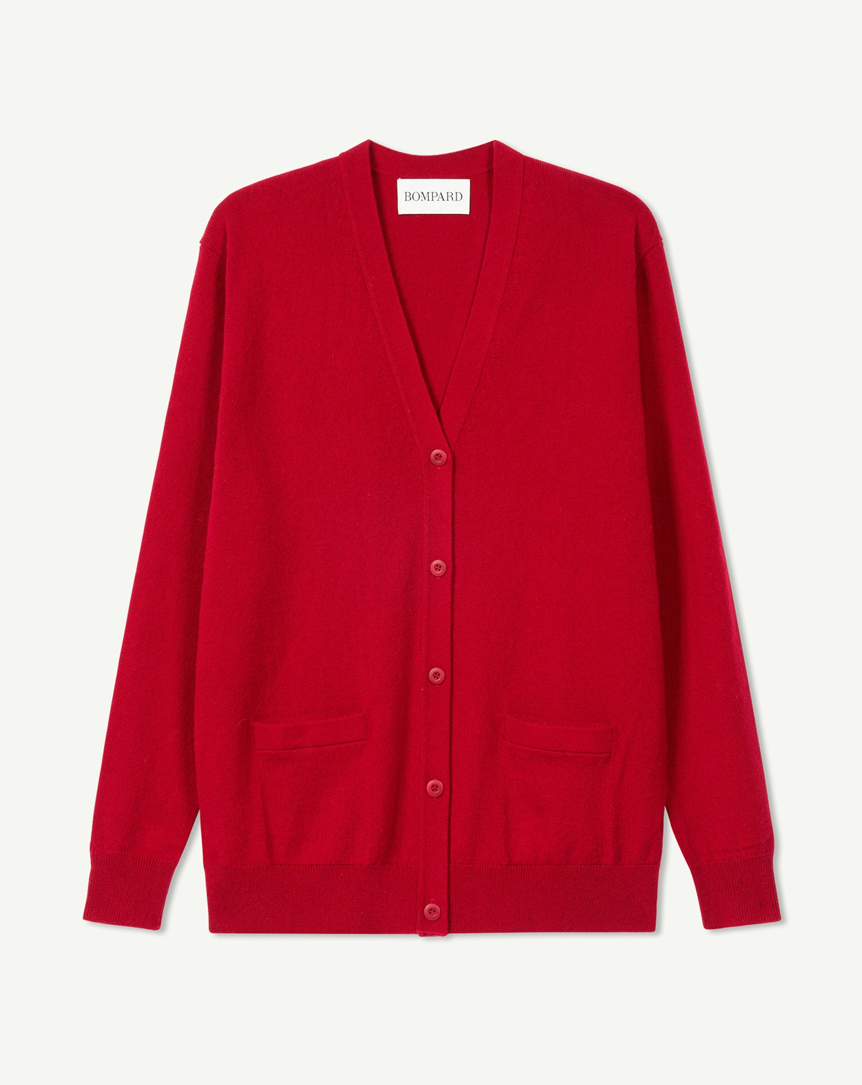 Gilet classique-ROUGE TANGO-100% cachemire