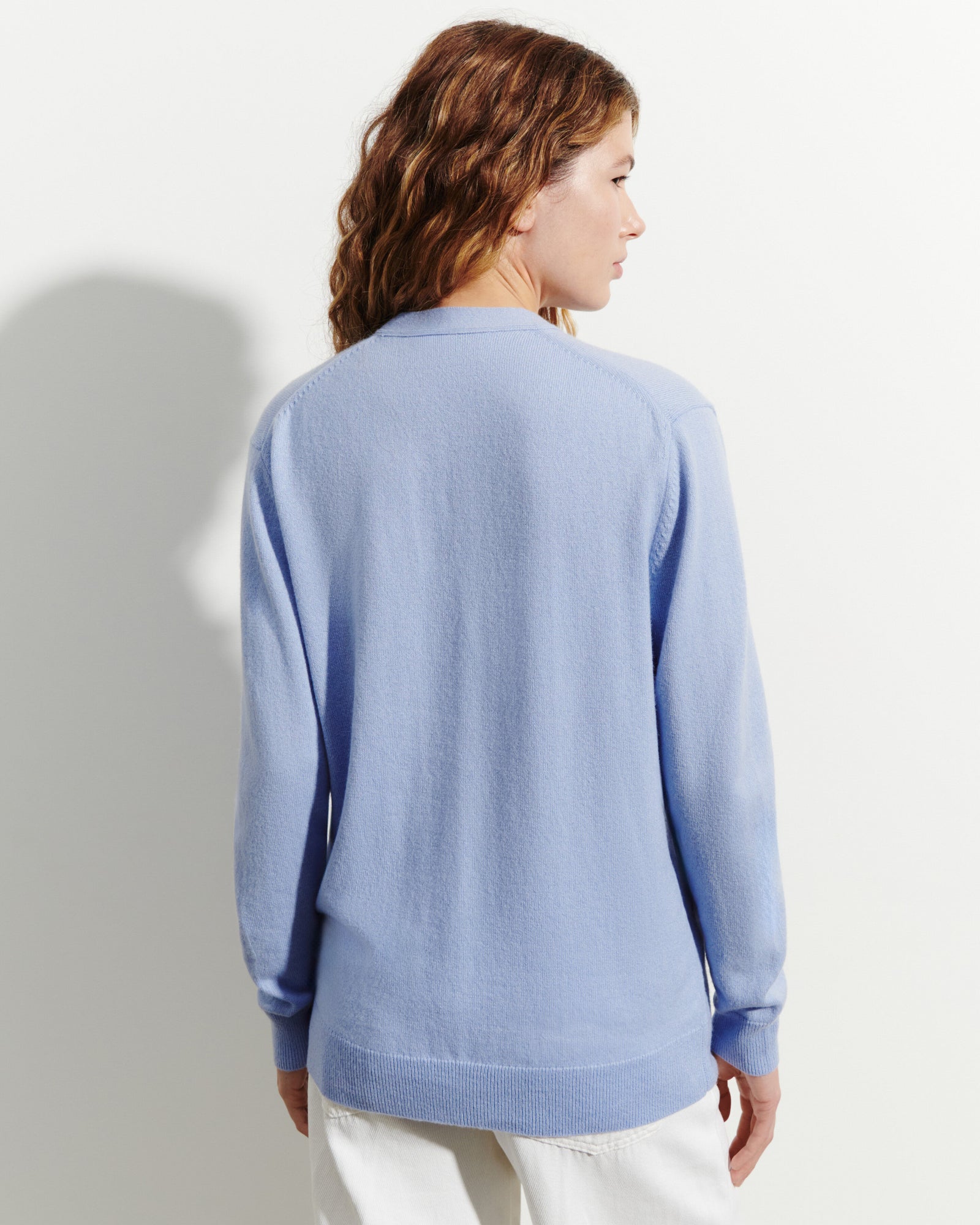 Gilet classique-BLEU AGATE-100% cachemire