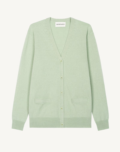 Gilet classique-VERT AMANDE-100% cachemire