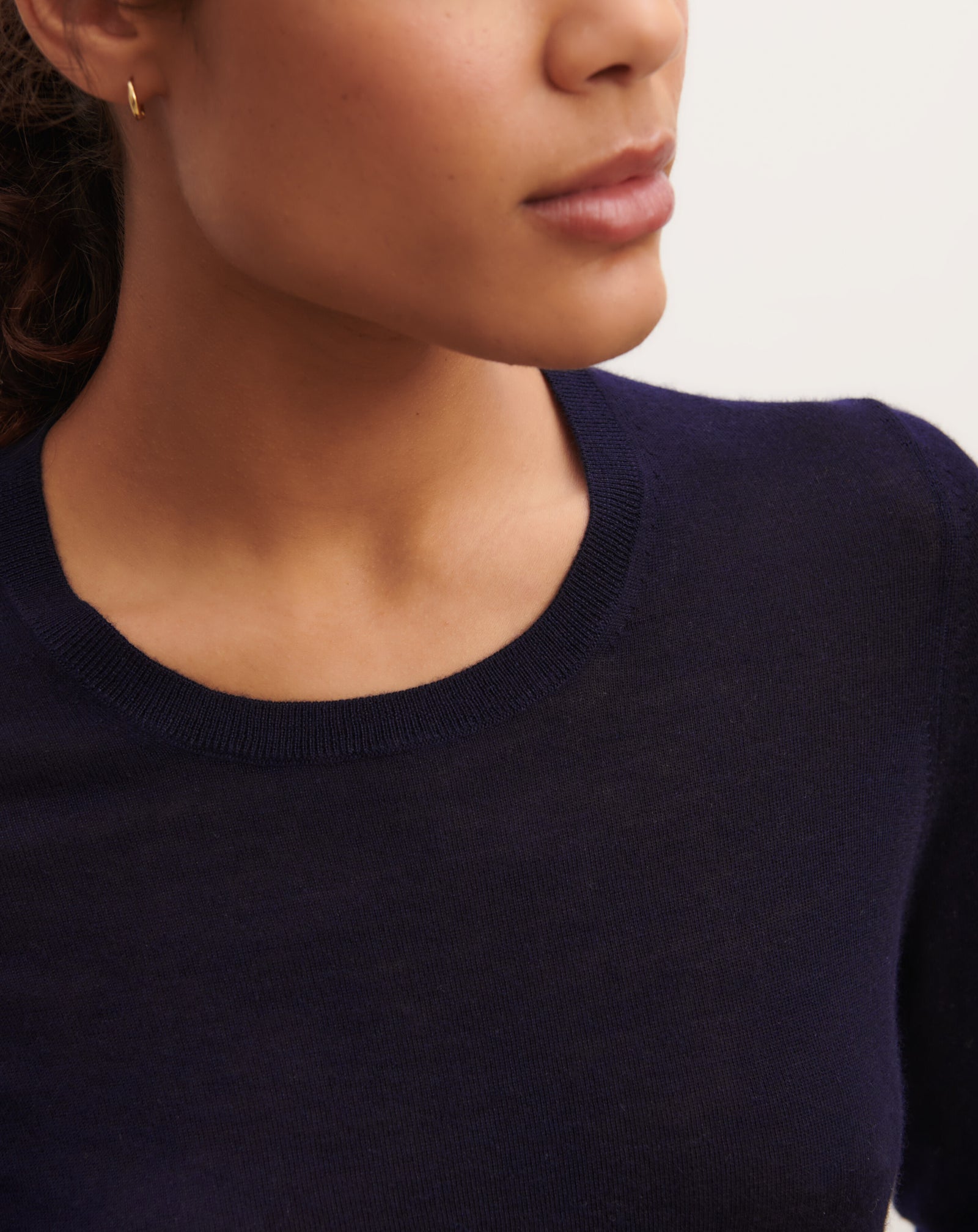 Pull col rond -MARINE-70% cachemire 30% soie