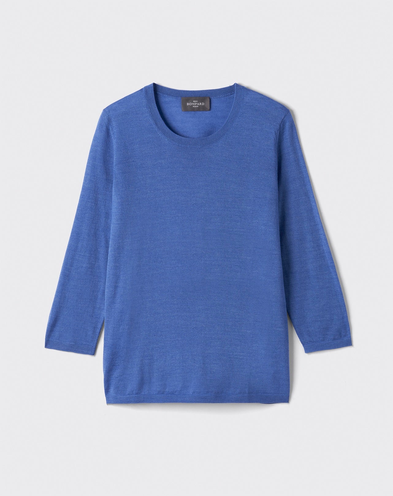 Pull col rond ultrafin manches 3/4-FAIENCE-70% CACHEMIRE 30% SOIE