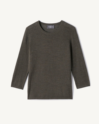 Pull col rond -KAKI OMBRE-70% cachemire 30% soie