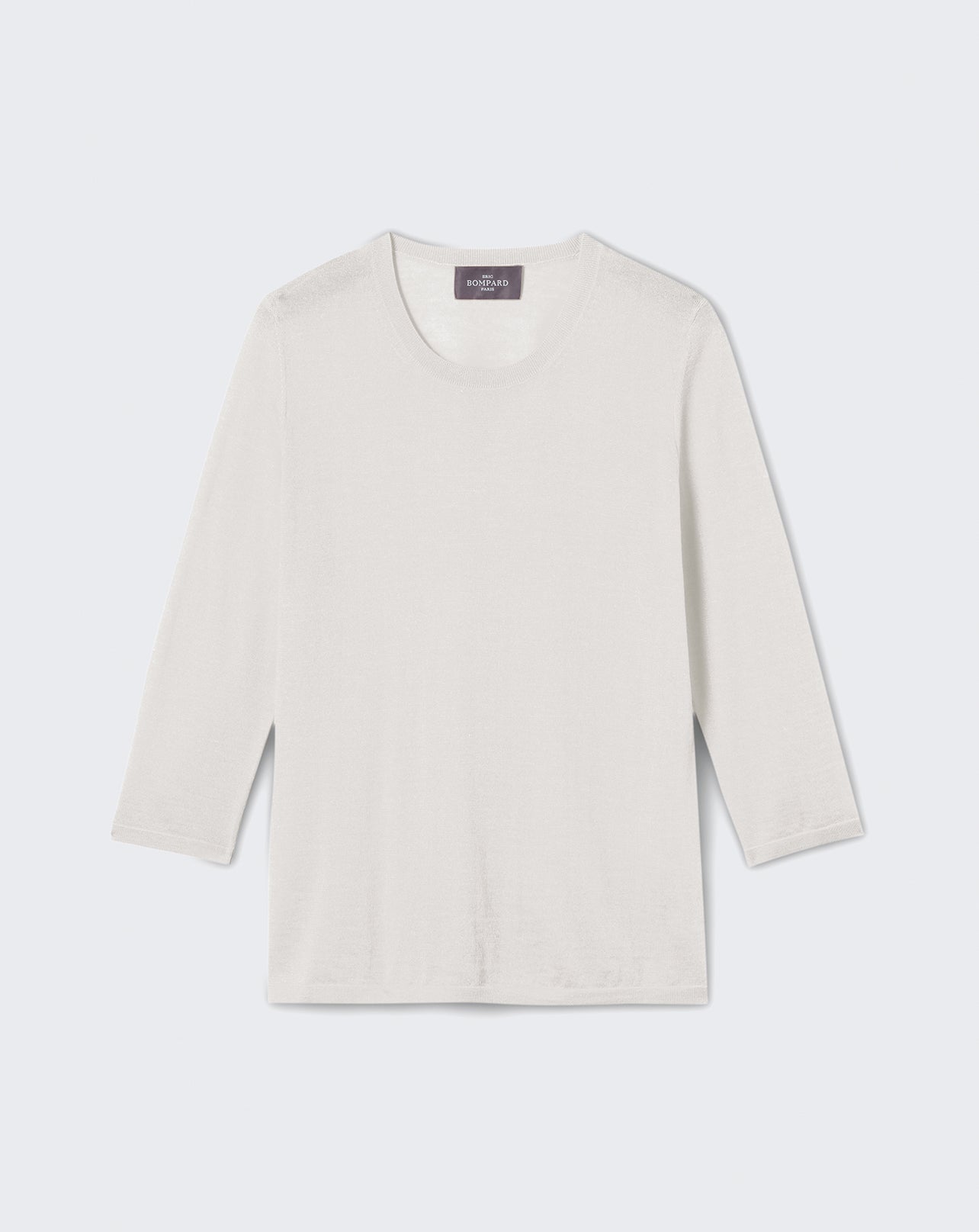Pull col rond ultrafin manches 3/4-PLATRE-70% CACHEMIRE 30% SOIE