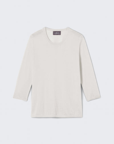Pull col rond ultrafin manches 3/4-PLATRE-70% CACHEMIRE 30% SOIE