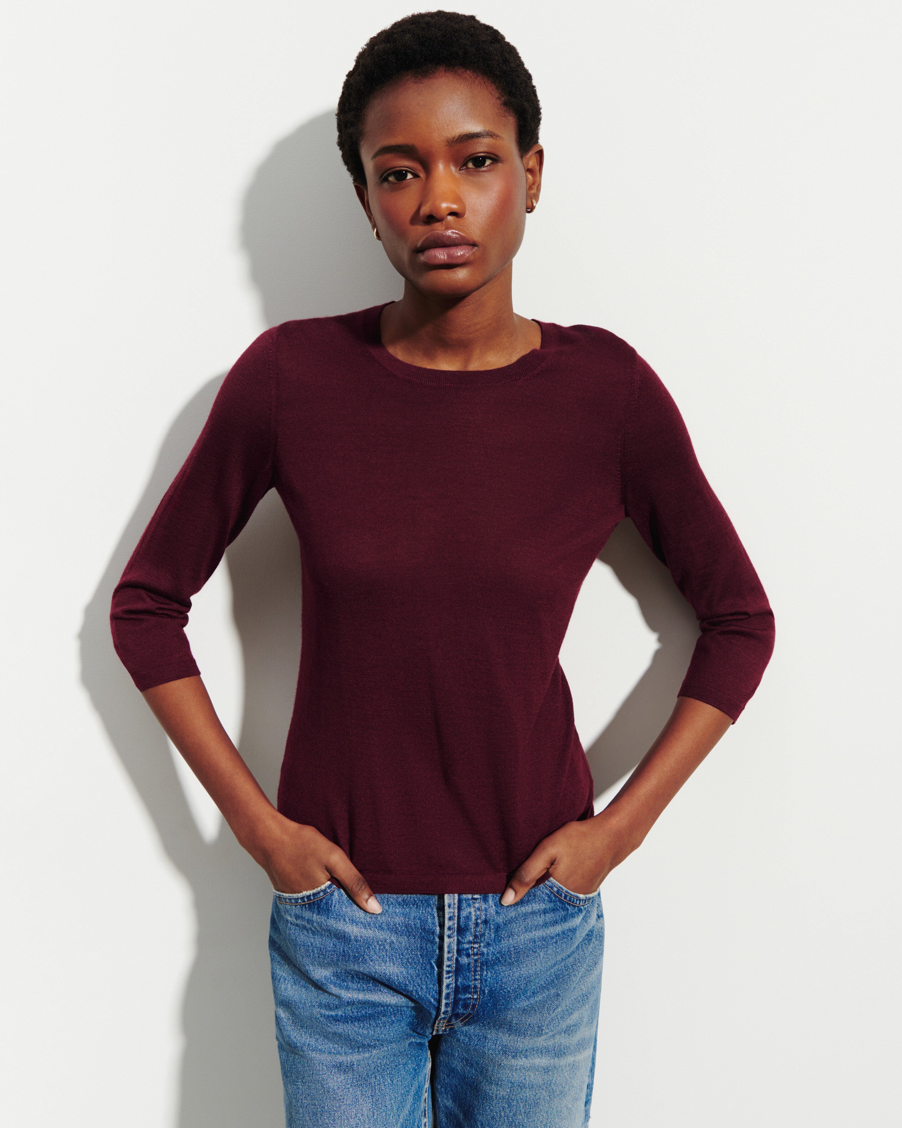 Pull col rond -OXALIS-70% cachemire 30% soie
