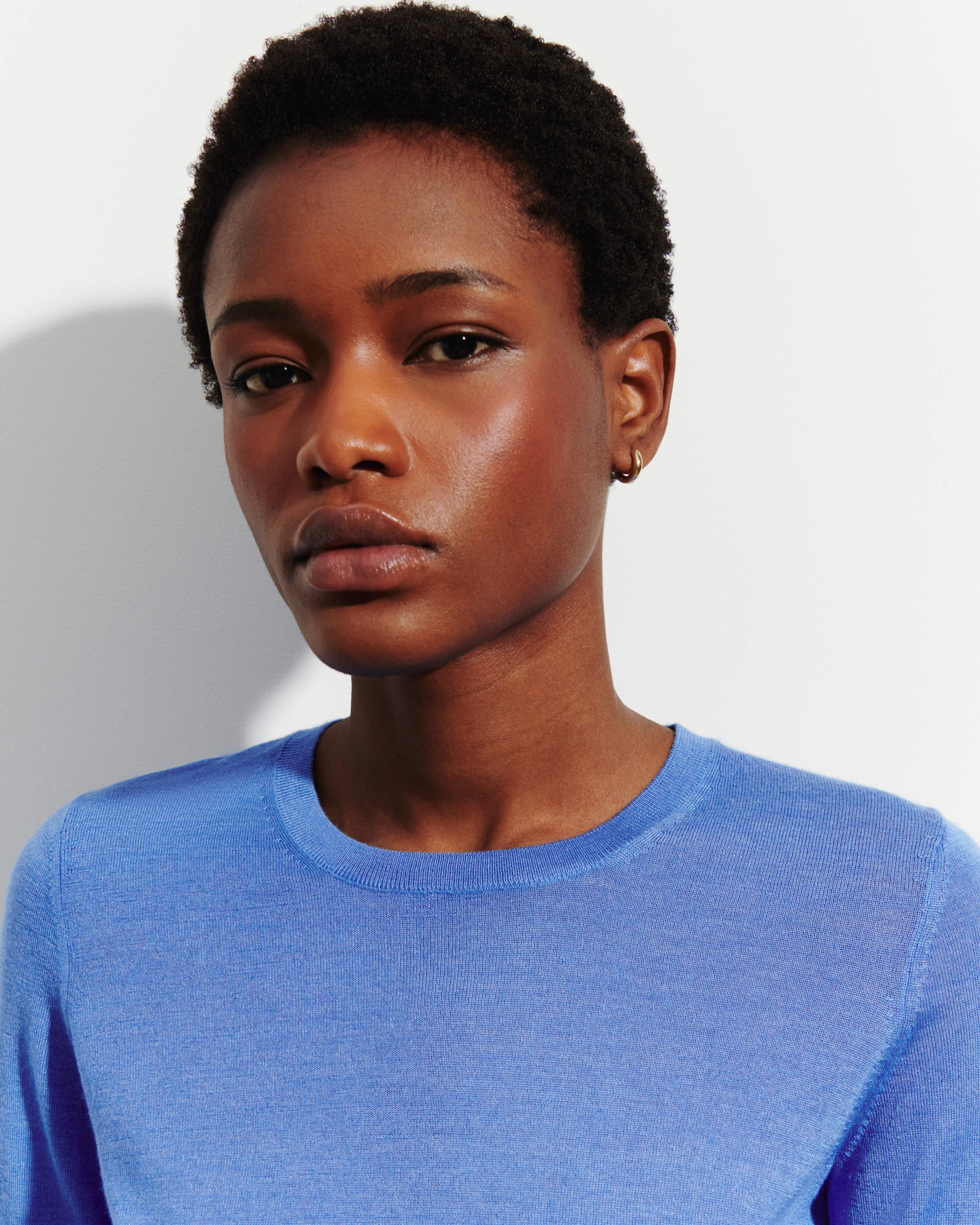 Pull col rond -BLEU ALTHEA-70% cachemire 30% soie