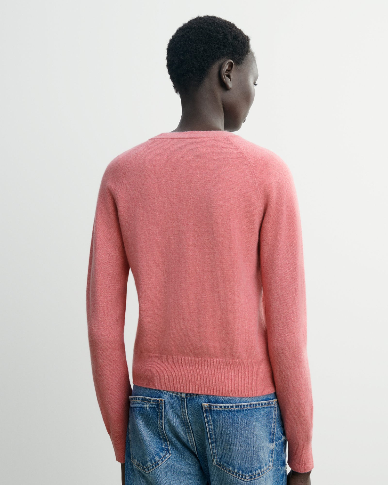 Gilet manches raglan-ROSE CAMEO-100% cachemire