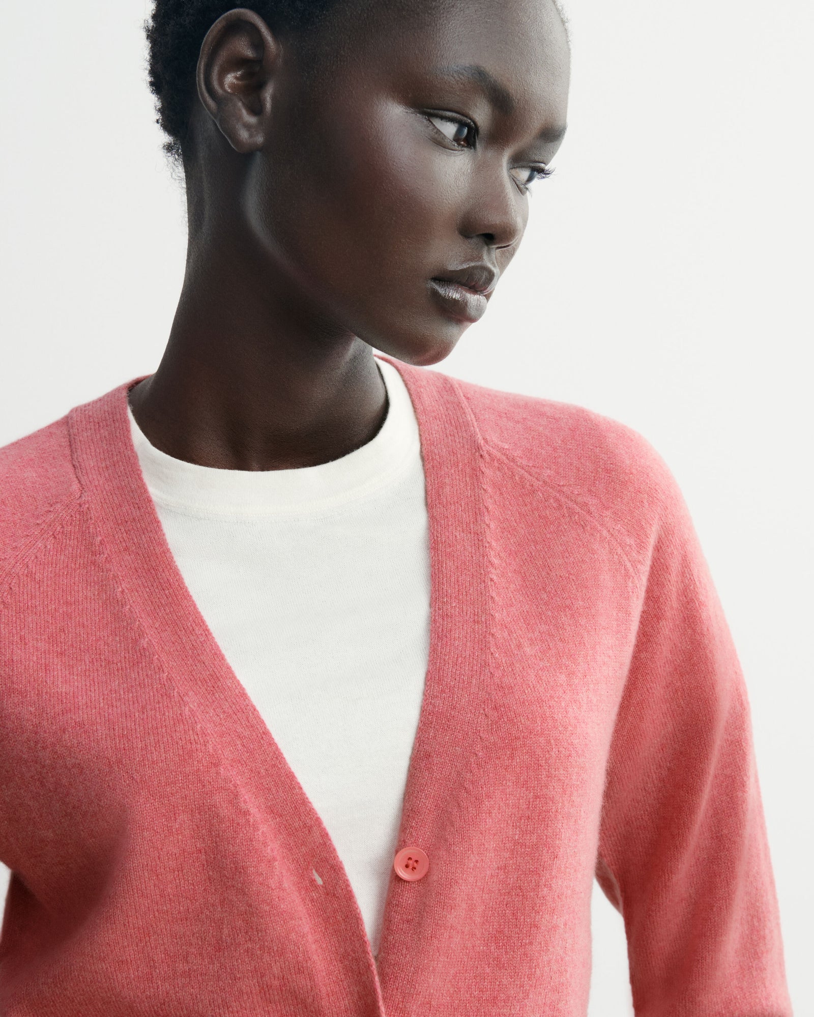 Gilet manches raglan-ROSE CAMEO-100% cachemire