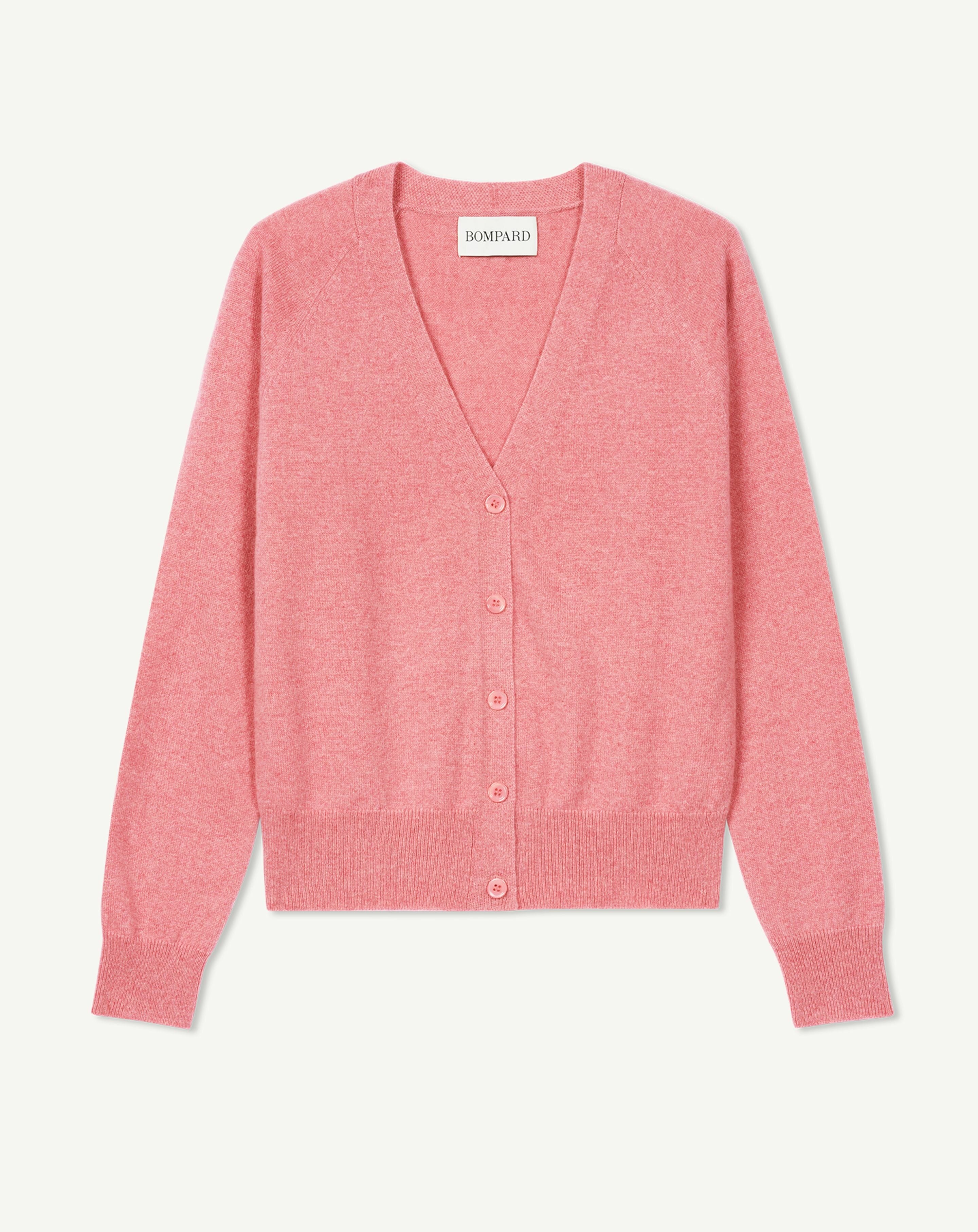 Gilet manches raglan-ROSE CAMEO-100% cachemire