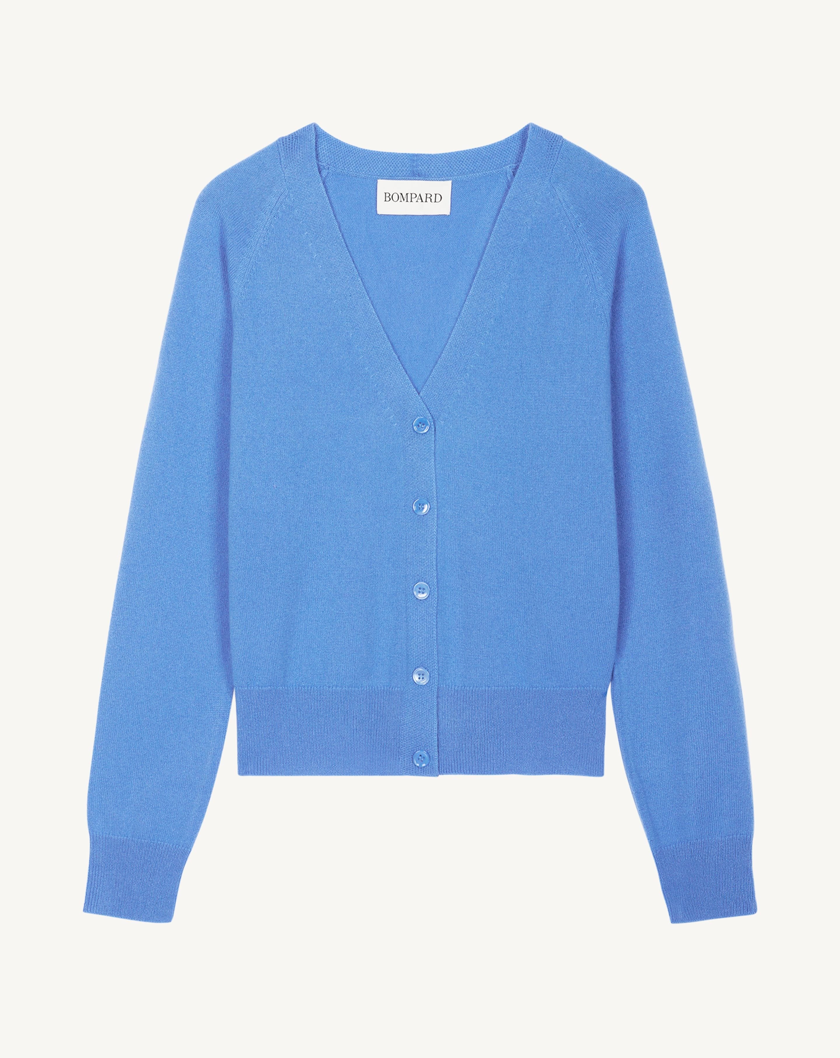 Gilet manches raglan-BLEU ALTHEA-100% cachemire