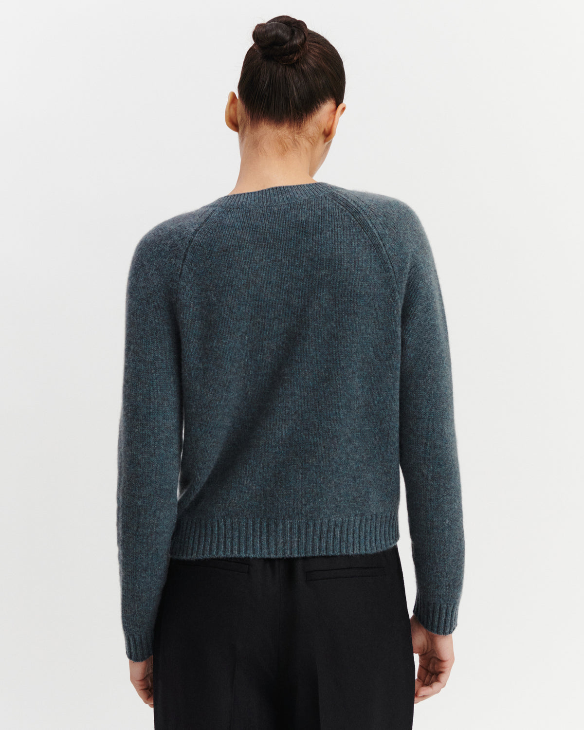 Cardigan manches raglan-BLEU GRANIT-100% cachemire