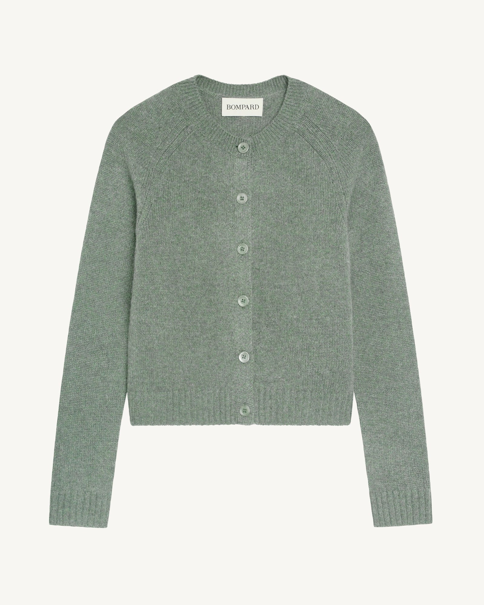 Cardigan manches raglan-VERT DE GRIS-100% cachemire