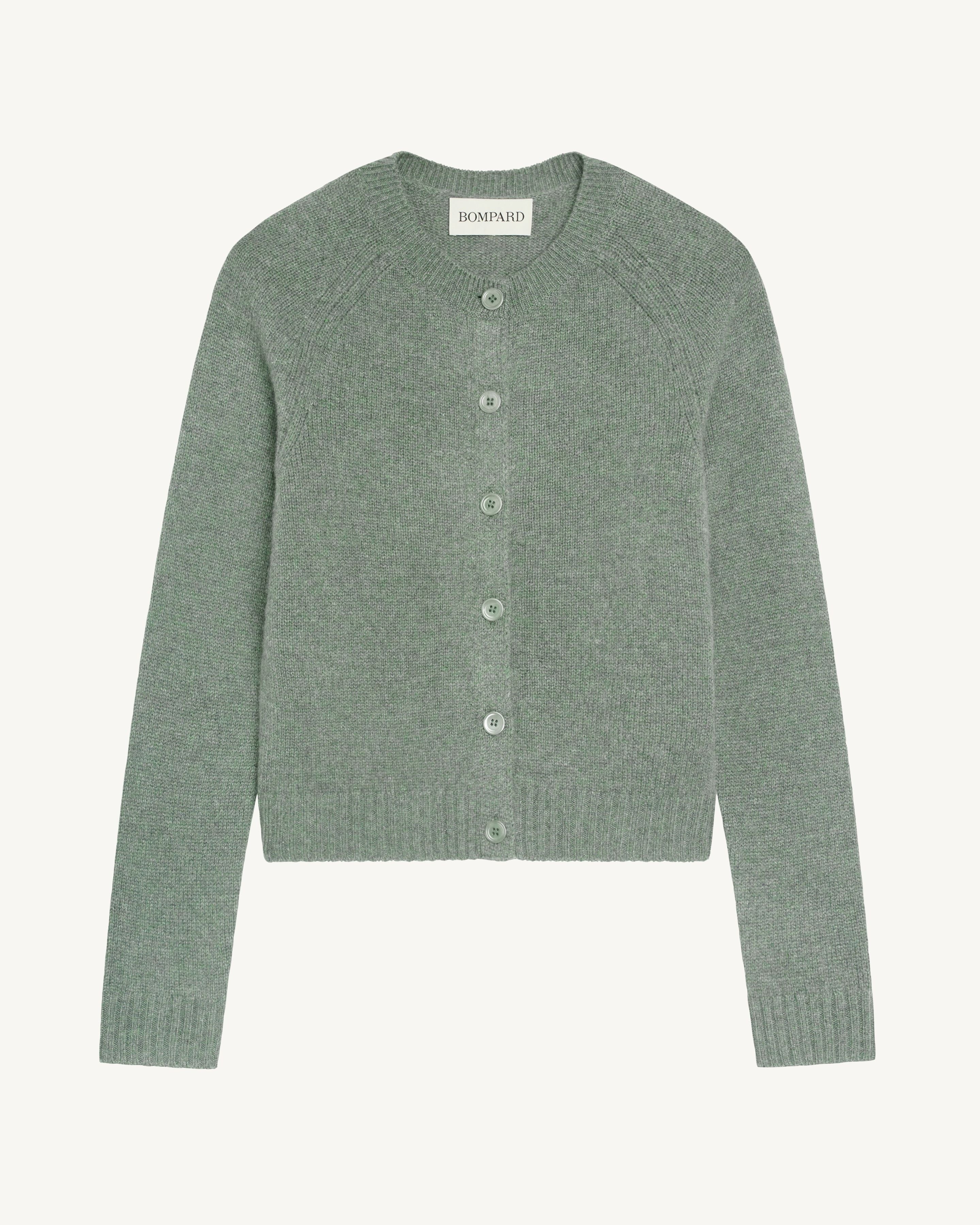 Cardigan manches raglan-VERT DE GRIS-100% cachemire