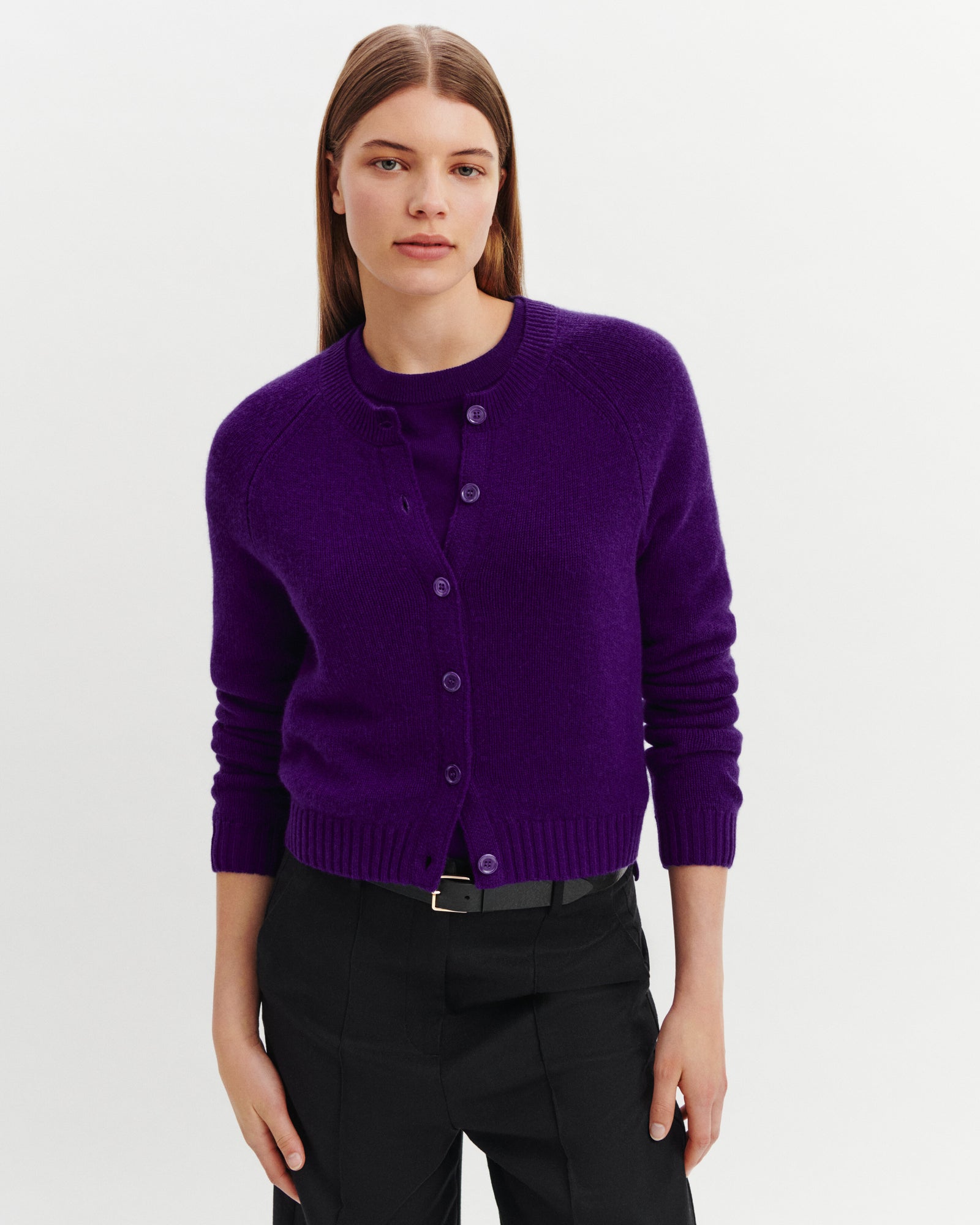 Cardigan manches raglan-ULTRAVIOLET-100% cachemire