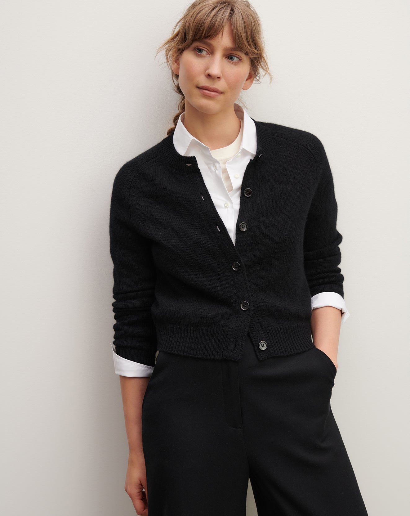 Cardigan manches raglan-NOIR-100% CACHEMIRE