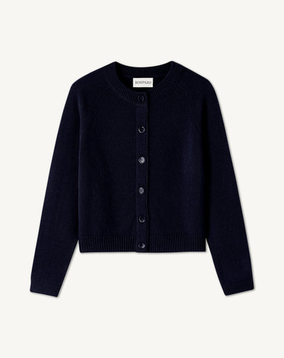 Cardigan manches raglan-MARINE-100% cachemire