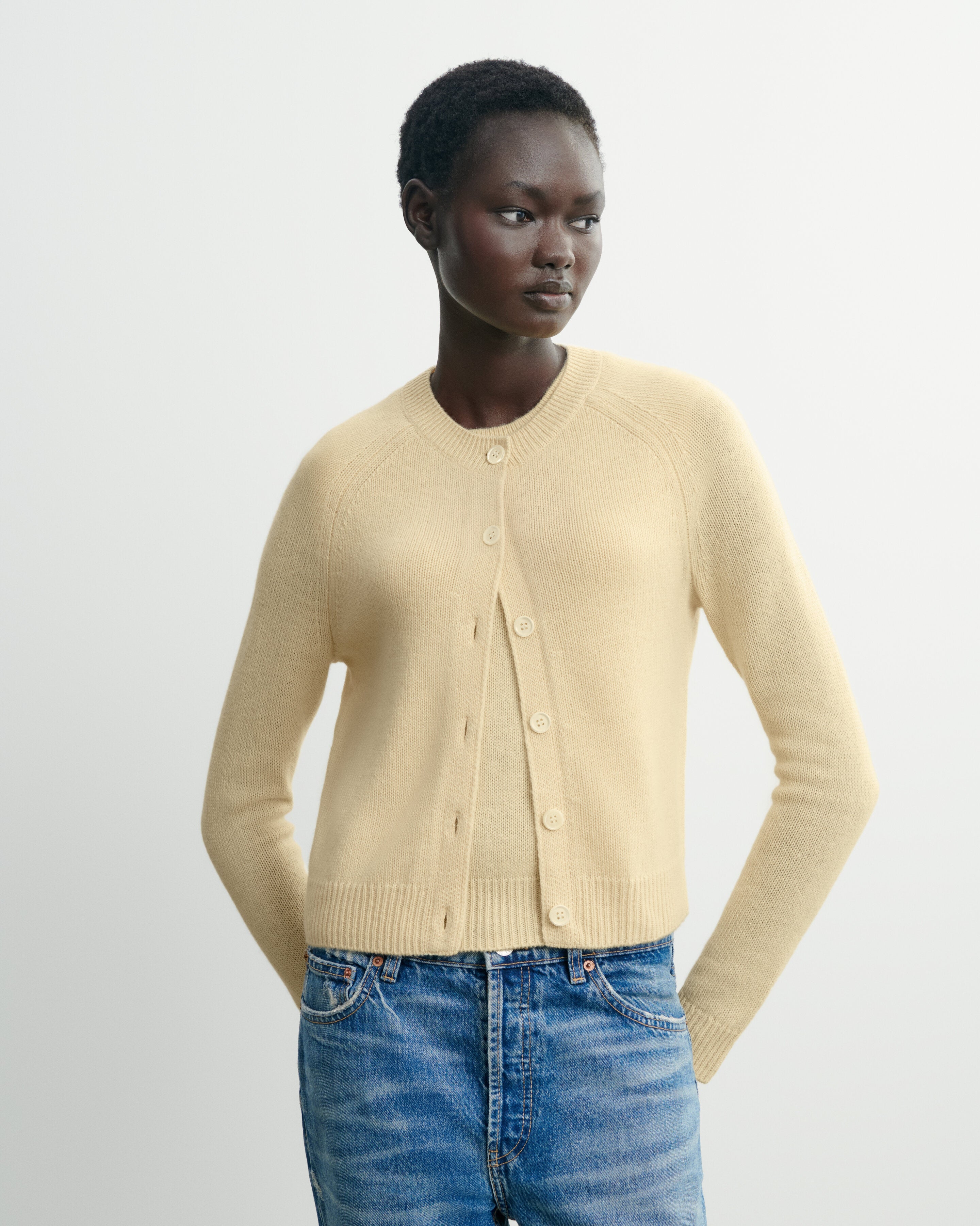 Cardigan manches raglan-JAUNE PRIMEVERE-100% cachemire