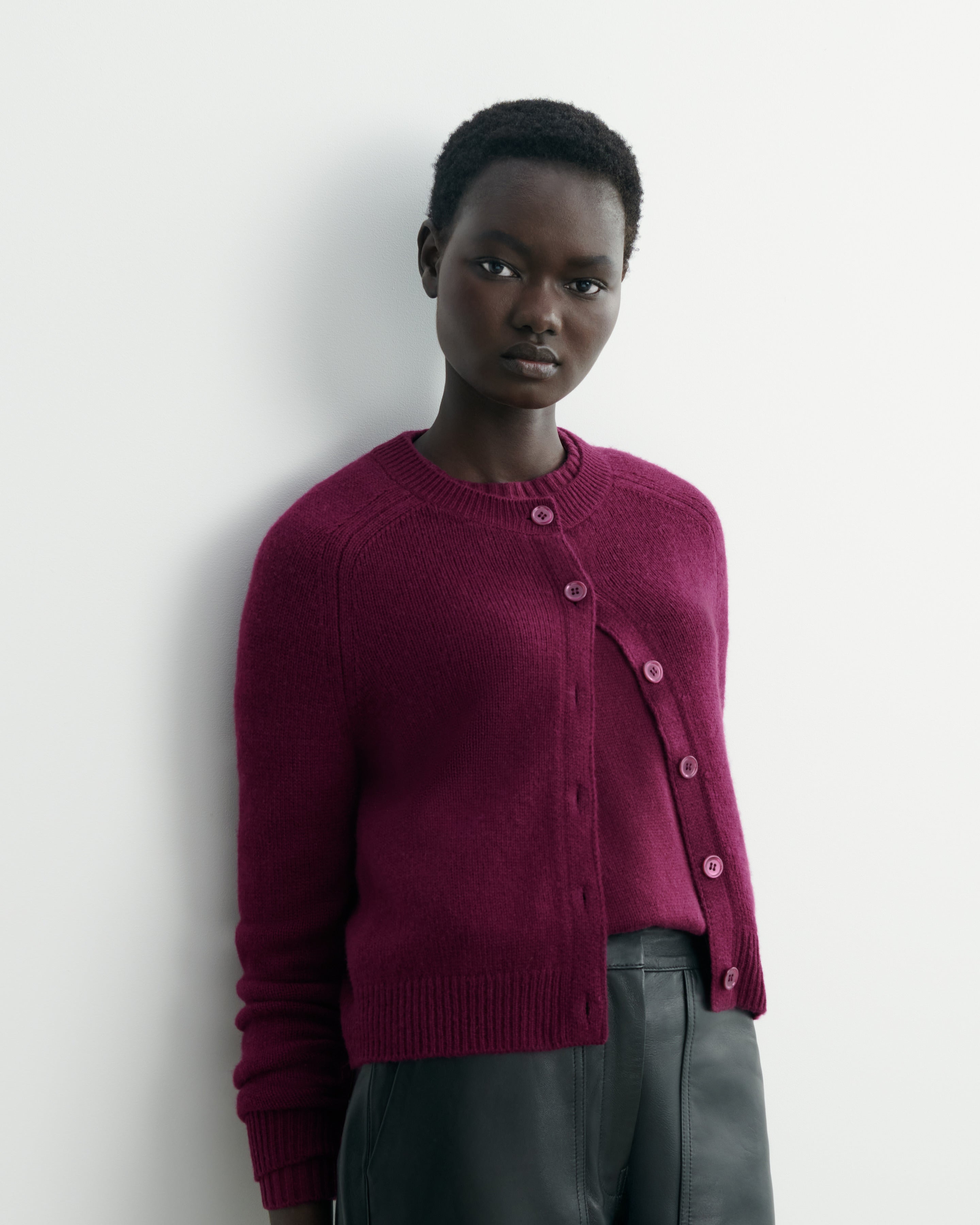 Cardigan manches raglan-PRUNE DAMAS-100% cachemire