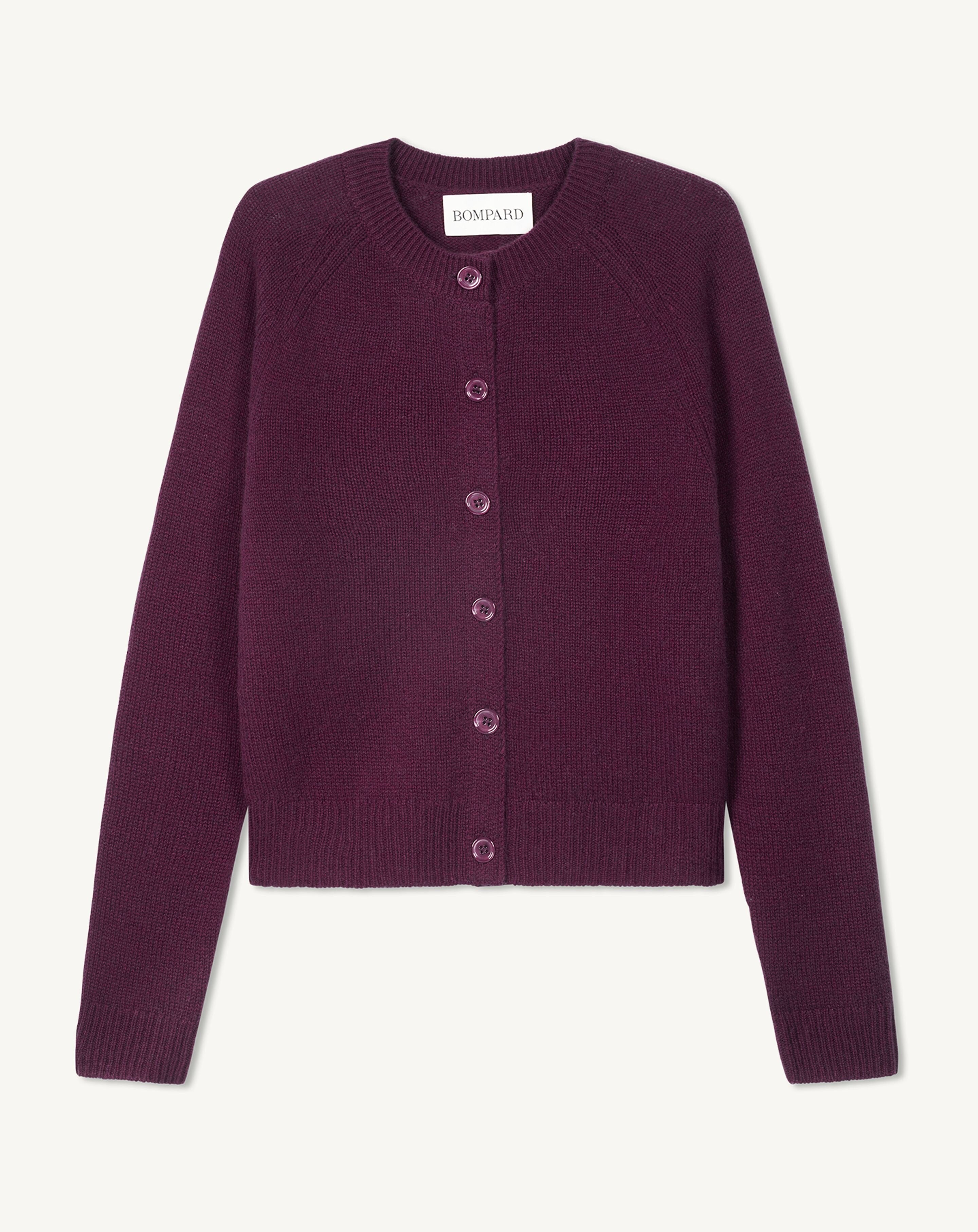 Cardigan manches raglan-PRUNE DAMAS-100% cachemire