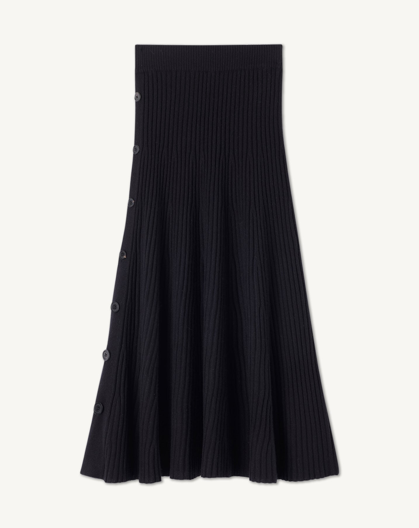 Jupe longue boutonnée-NOIR-70% cachemire 30% soie
