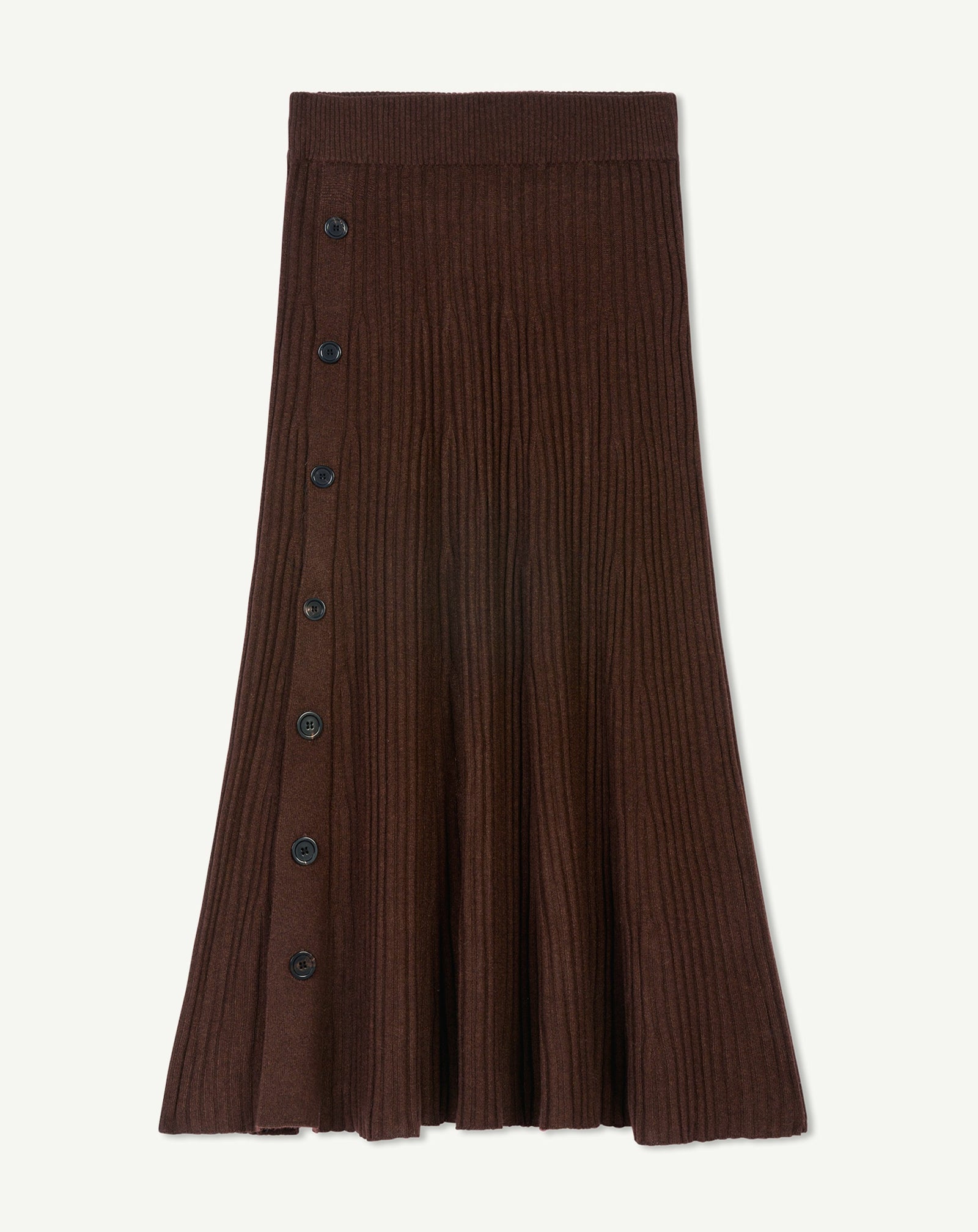 Jupe longue boutonnée-CHOCOLAT-70% cachemire 30% soie