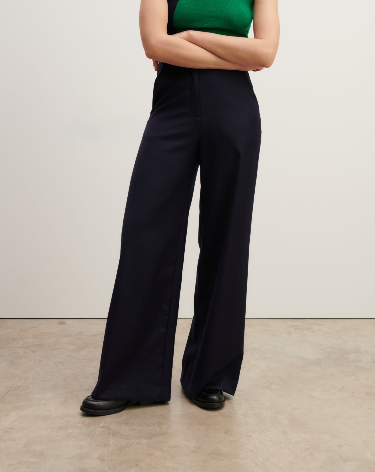 Pantalon à poches-MARINE-90% LAINE 10% CACHEMIRE