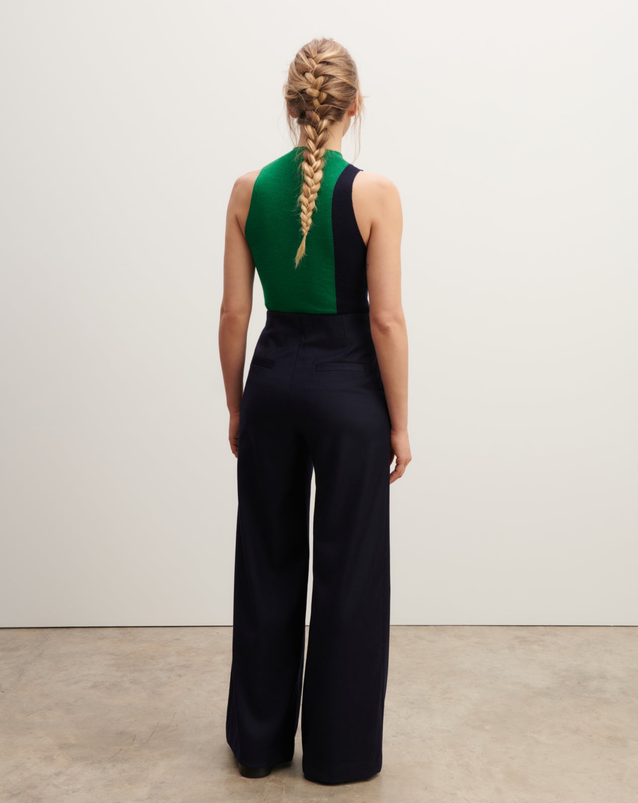 Pantalon à poches-MARINE-90% LAINE 10% CACHEMIRE