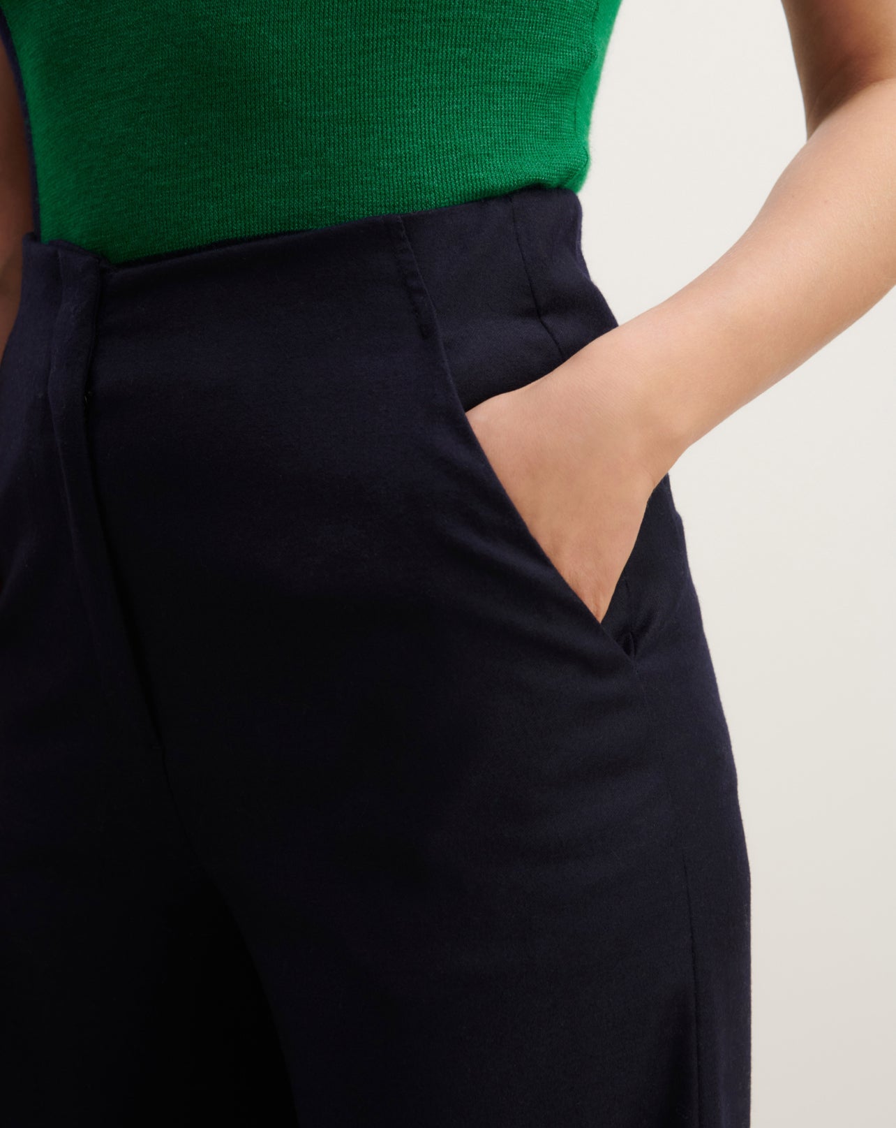 Pantalon à poches-MARINE-90% LAINE 10% CACHEMIRE