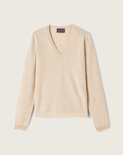 Pull V cintré classique-AVOINE-70% cachemire 30% soie