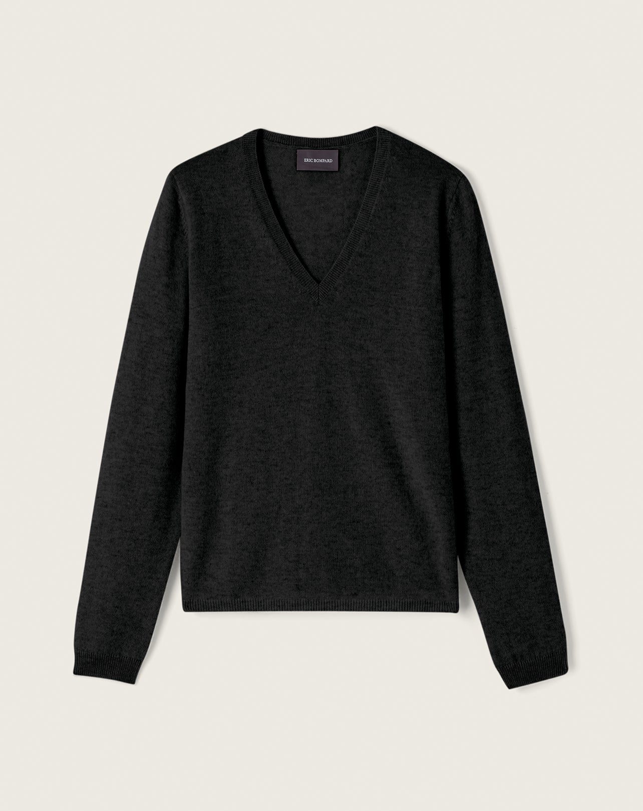 Classic fitted V-neck jumper in Cashmere mix Women kohl | Eric Bompard