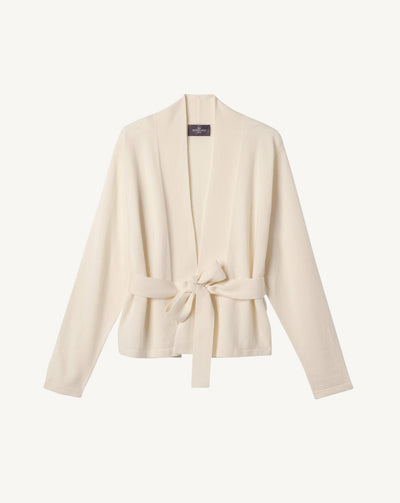 Veste cosy ceinturée-NATUREL-100% CACHEMIRE