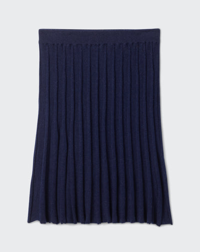 Jupe courte plissée-MARINE-85% PIMA COTON 15% CACHEMIRE