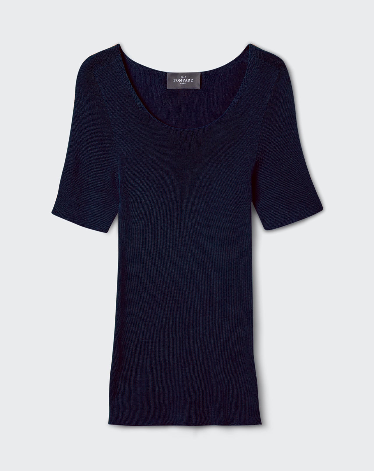 Col rond sans coutures-MARINE-85% SOIE 15% CACHEMIRE