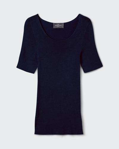 Col rond sans coutures-MARINE-85% SOIE 15% CACHEMIRE