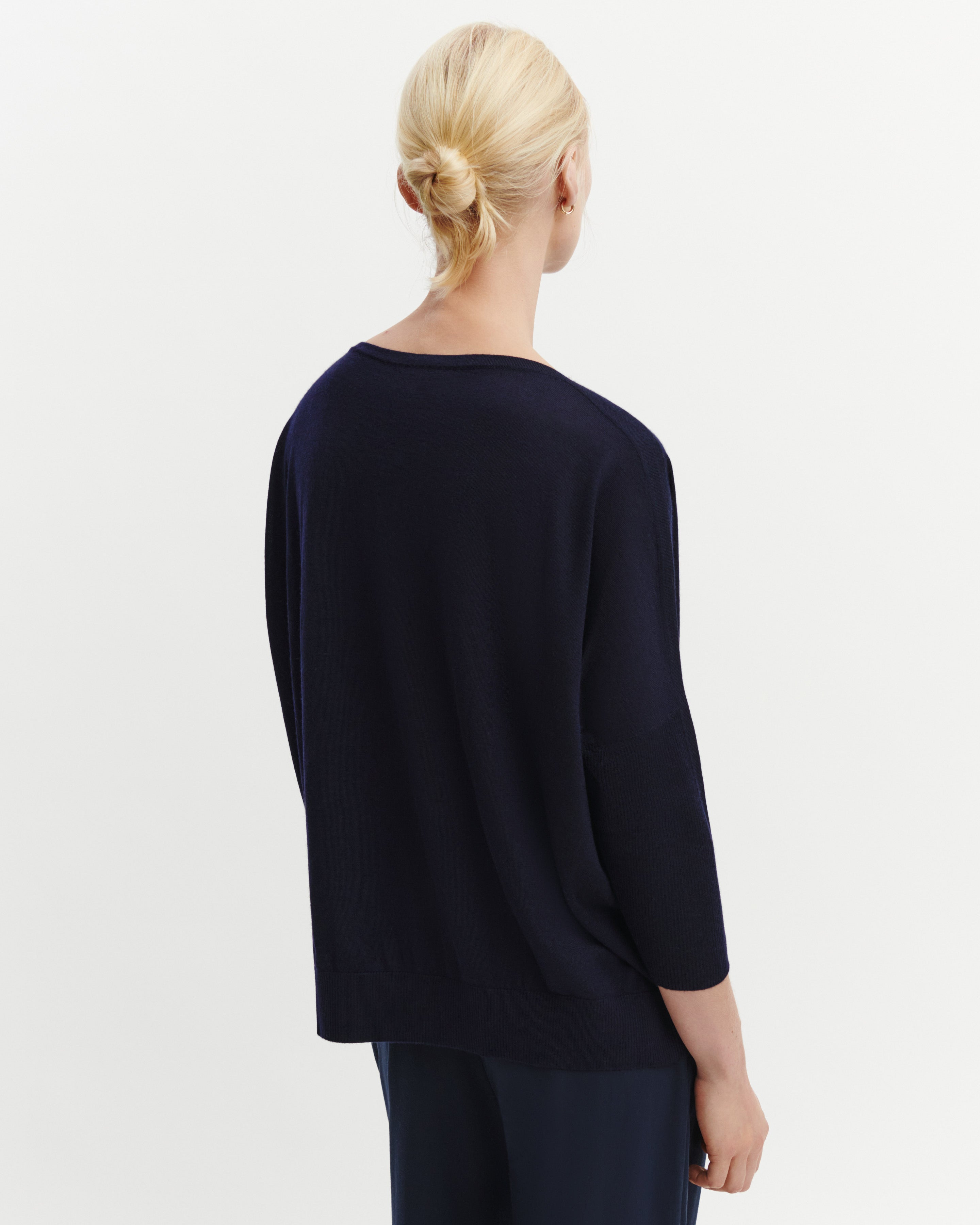 Pull oversize-MARINE-70% cachemire 30% soie