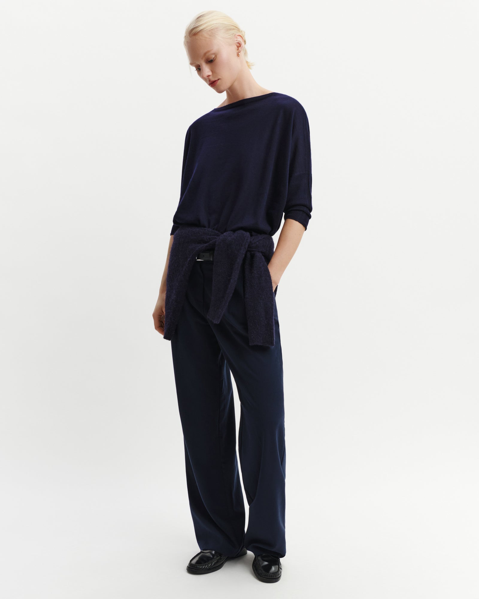 Pull oversize-MARINE-70% cachemire 30% soie